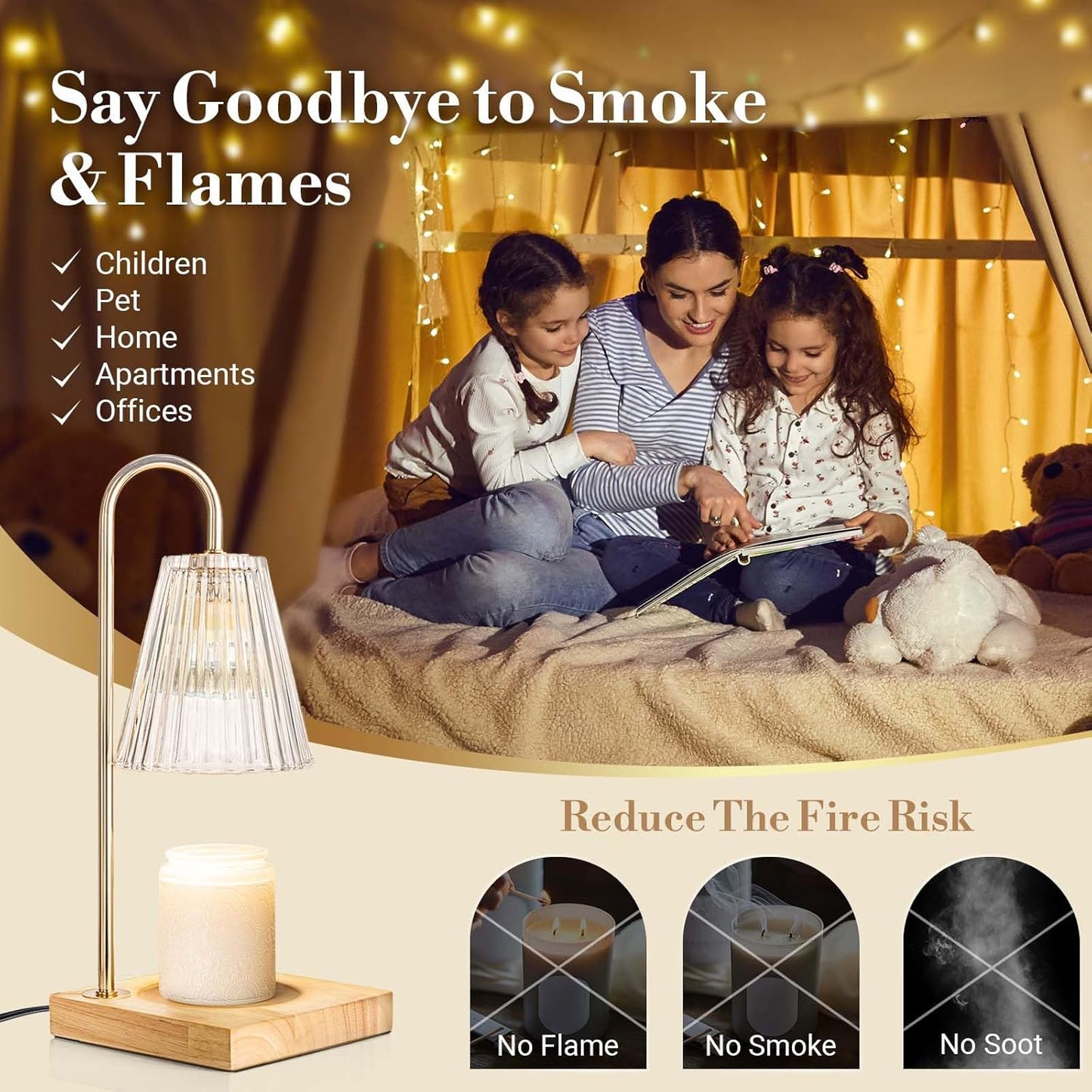 Candle Warmer Lamp with Timer Dimmer, Mothers Day Birthday Gifts for Mom Women Friend Sister, House Warming Gifts New Home Room Decor, Wax Melt Warmer with 2 Bulbs for Jar Candles