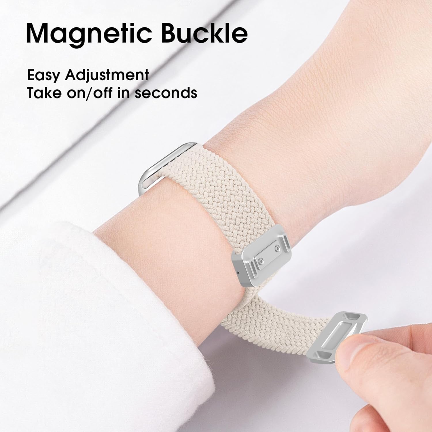 Magnetic Stretchy Watch Band Compatible for Apple Watch Band 38Mm 40Mm 41Mm,Comfortable Adjustable Straps Wristbands for Iwatch Series 9 8 7 6 5 4 SE 3 2 1 Ultra 1 2 Women Men,Starlight