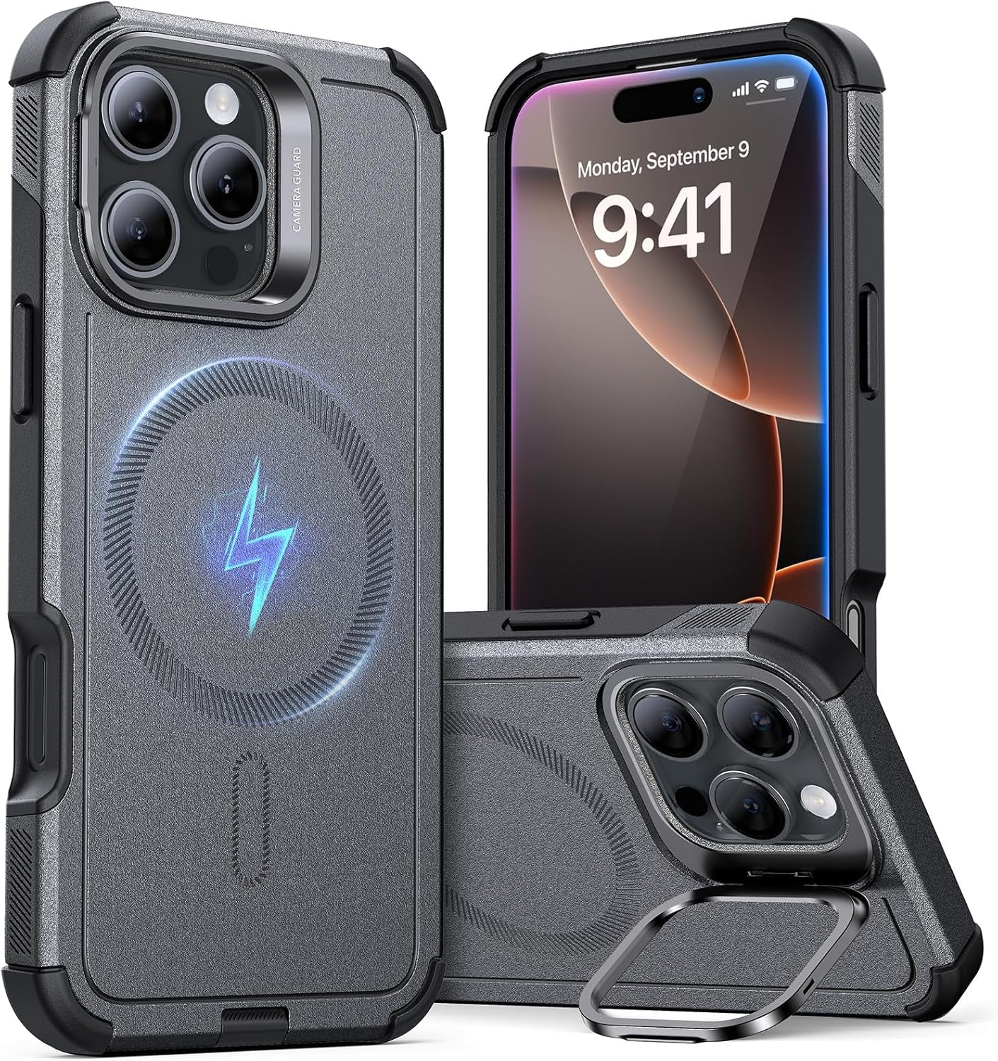 for Iphone 16E Case, 23FT Military-Grade Drop Protection, Heavy Duty Magnetic Phone Case for Iphone SE 4, Compatible with Magsafe Accessories, Cyber Series, Black