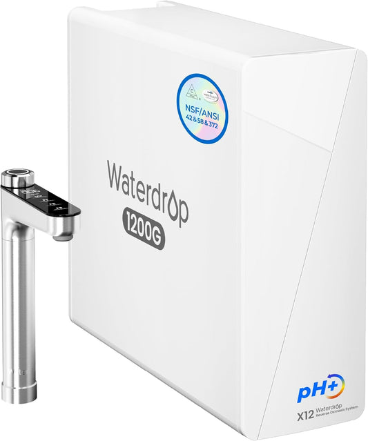 X12-Alkaline Mineral Ph+ Reverse Osmosis System, NSF/ANSI 42&58&372 Certified, 1200 GPD RO Water Filter, 11-Stage Filtration Tankless RO System, 3:1 Pure to Drain, Undersink, BPA Free