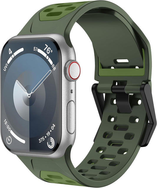 Sport Band Compatible with Apple Watch Band 42Mm 44Mm 45Mm 49Mm for Men,Soft Silicone Breathable Wristband Replacement Strap for Iwatch Ultra 2 SE Series 9 8 7 6 5 4 3 2 1