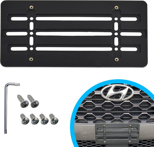 Front Bumper License Plate Bracket for HYUNDAI , Plate Holder Set W 6 Unique Screw Bolts & Wrench Kit, License Tag Mounting Kit, Quality Plate Holders, Premium Car & Truck Accessories