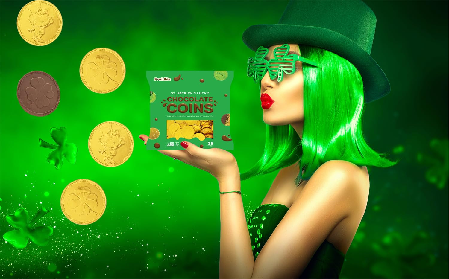 St. Patrick'S Day Chocolate Coins Lucky Gold Coins Foils, Belgian Milk Chocolate Coins Bag Nut-Free (25-Pack)