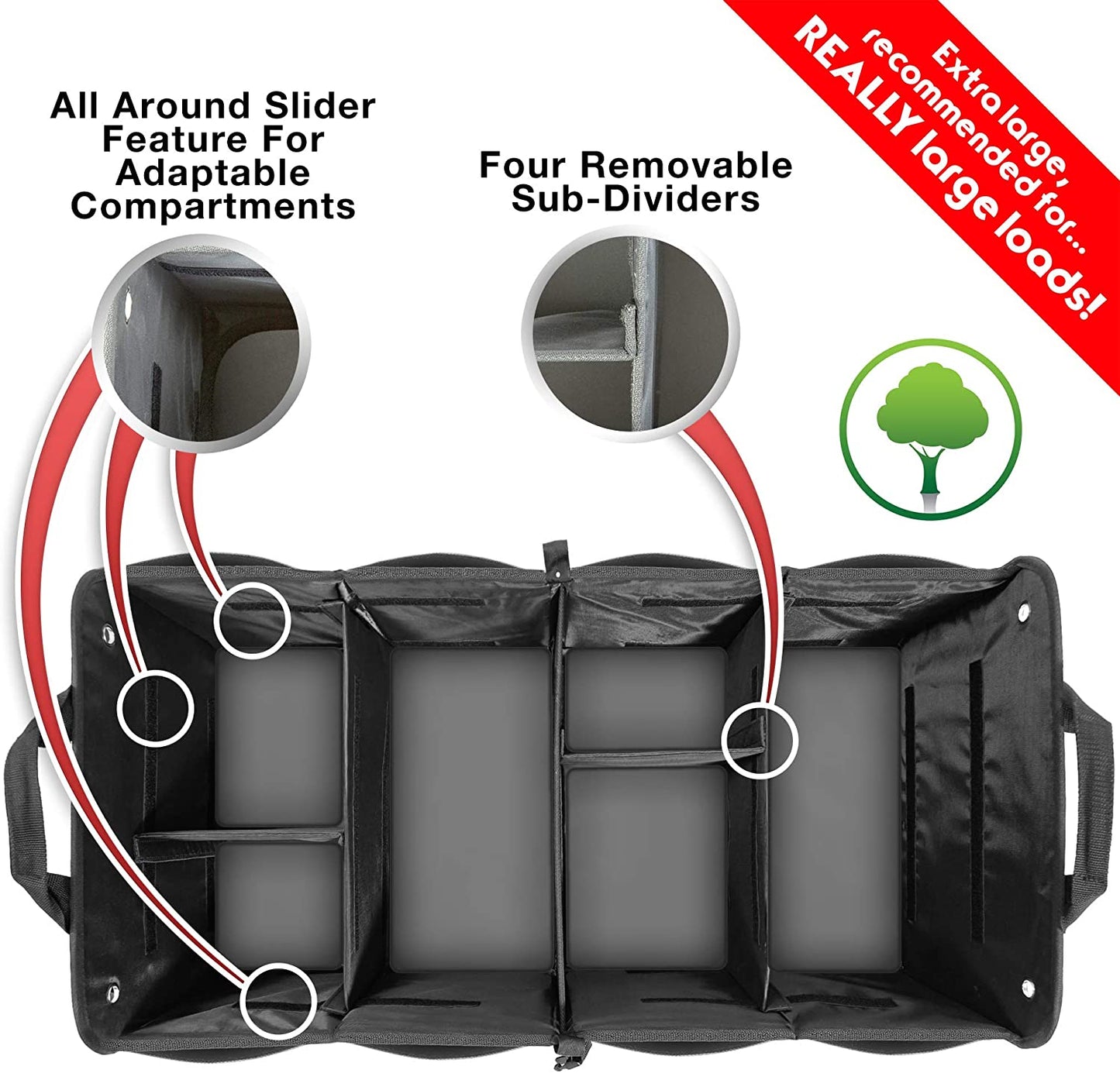 Truck Bed Organizer | Trunk Organizer for SUV, Truck, Car | Extra Large Premium Expandable Compartments Lightweight Foldable Cargo Organizer, | Suv and Truck Organizer for Heavy Loads