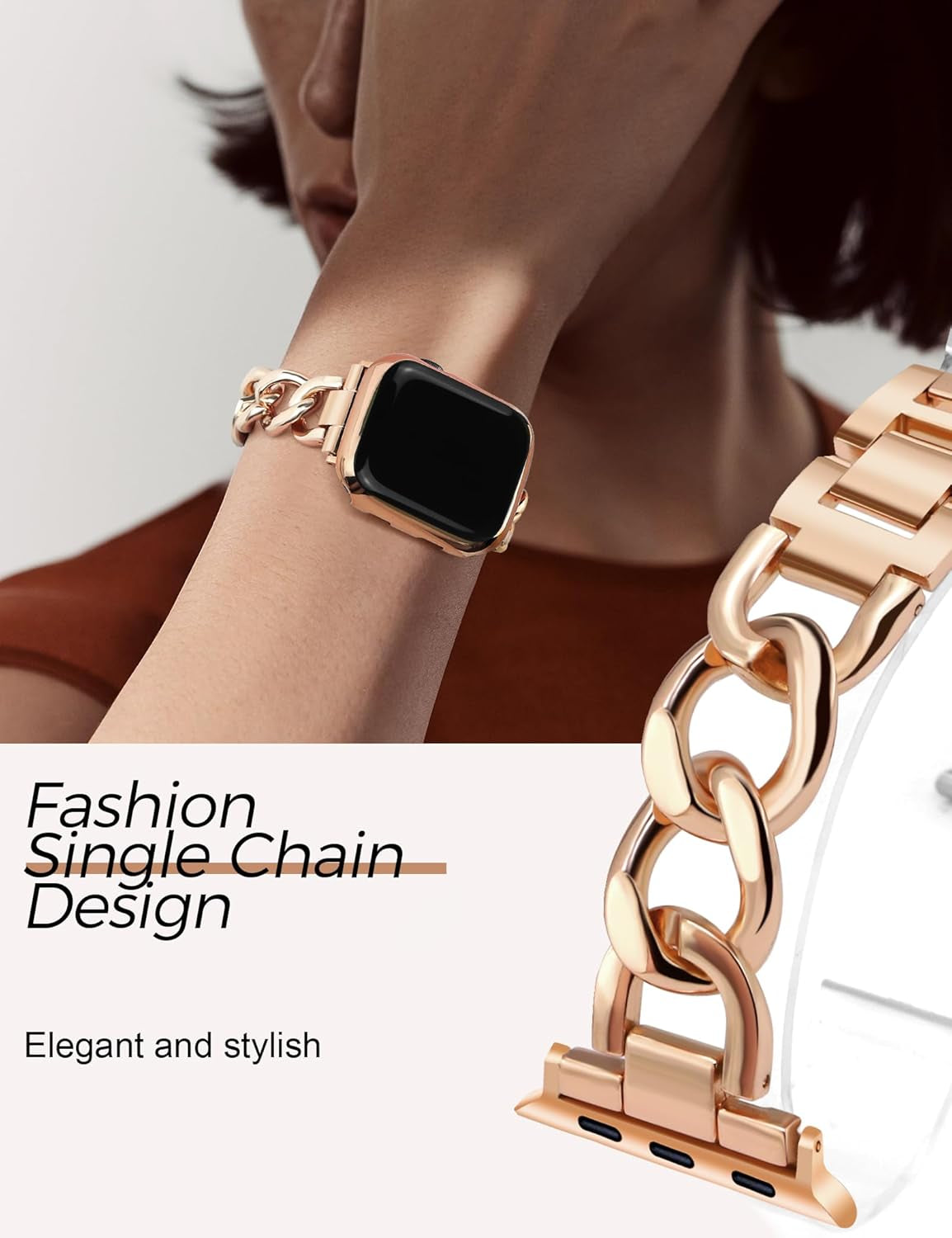 40Mm Soft Flexible TPU Case and Metal Bands Compatible for Apple Watch Series 6/5/4/SE, Rose Gold
