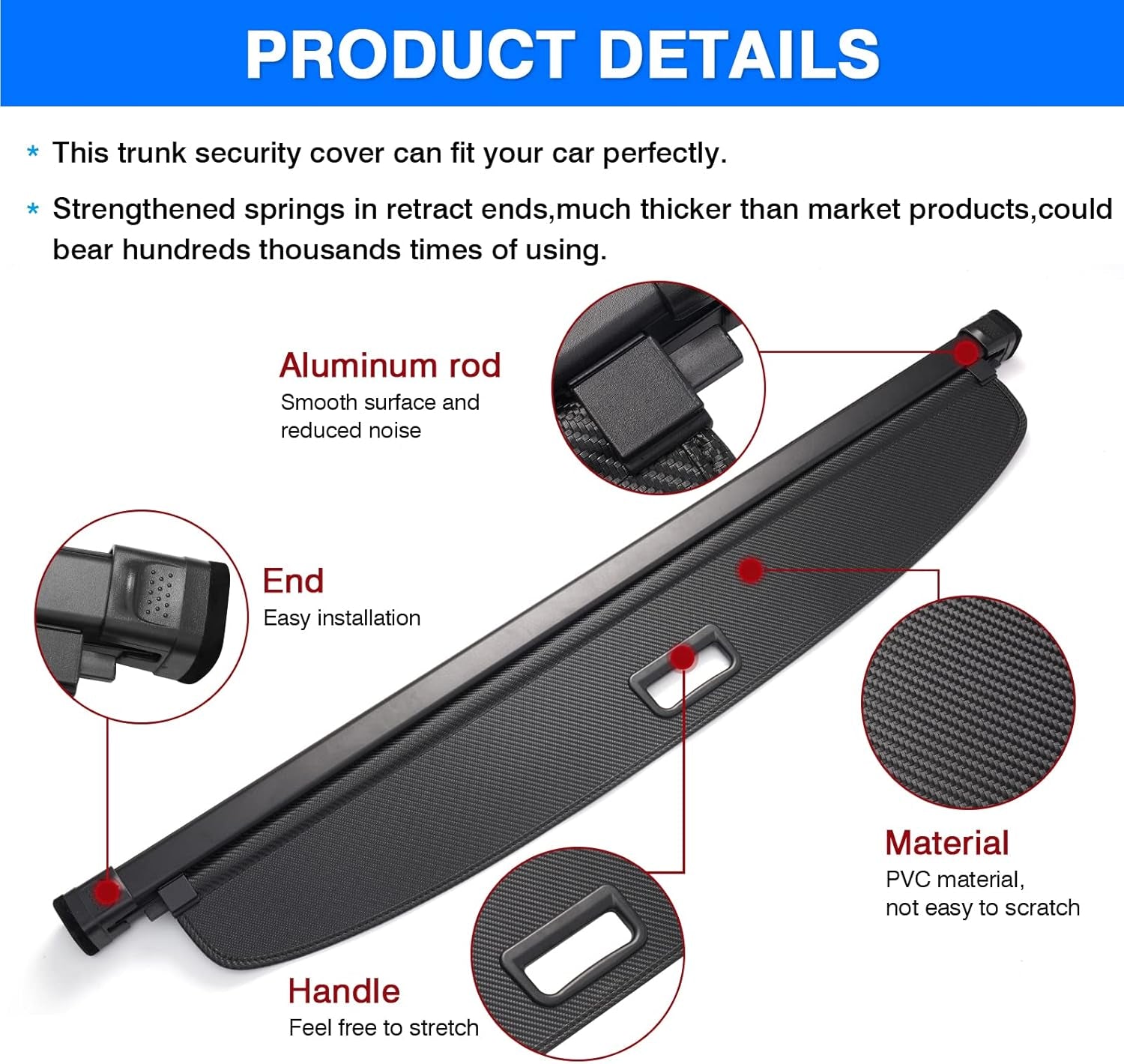 Cargo Cover for 2019-2024 2025 Toyota RAV4 Accessories Trunk Cover Retractable Trunk Shielding Shade Cargo Luggage Cover No Gap