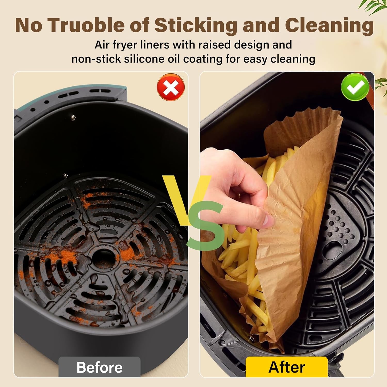 Air Fryer Liners Disposable, 125Pcs Non-Stick Disposable Airfryer Liners, 8 Inch Unbleached Parchment Paper, Square Air Fryer Paper Liners for 5-8QT Air Fryer, Baking, Roasting Microwave