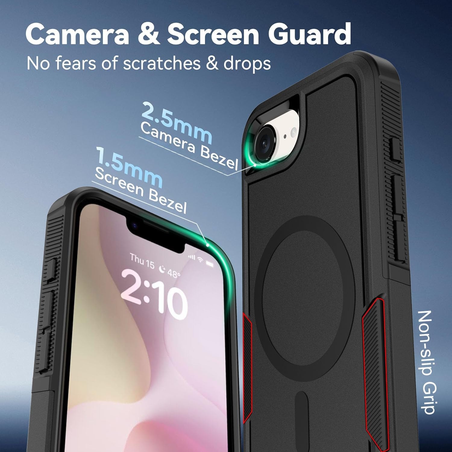 for Iphone 16E Case, Compatible with Magsafe, with Privacy Screen Protector, 15Ft Drop Protection, Dual Layer Magnetic Phone Case for Iphone 16E (2025), Black