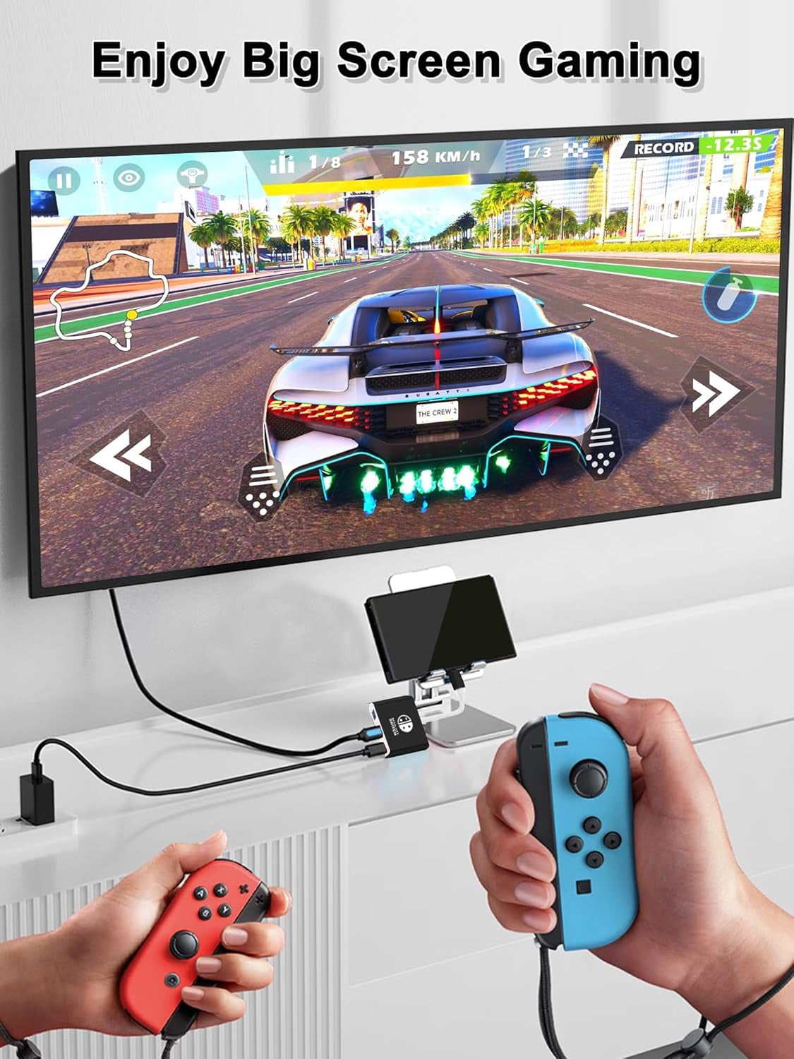 Switch Dock for Nintendo Switch & OLED, Switch Docking Station for TV, Nintendo Switch Base Accessories, Portable Switch Travel Dock, USB C to HDMI Adapter for Steam Deck/Macbook/Laptop, Black