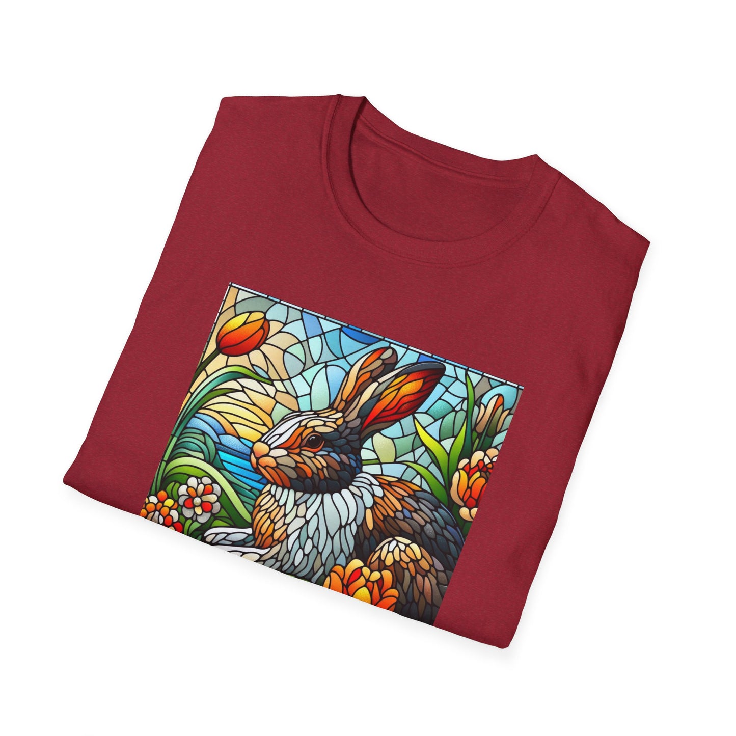 Dutch Rabbit Animal Stained Glass DesignUnisex Softstyle T-Shirt