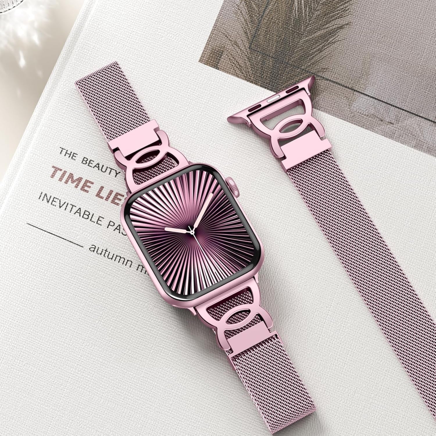 Slim Milanese Loop Compatible with Apple Watch Band 40Mm 41Mm 38Mm 42Mm 44Mm 45Mm 46Mm 49Mm Women, Thin Stainless Steel Mesh Loop Magnetic Wristbands for Iwatch SE Series 10 9 8 7 6 5 4 3 2 1