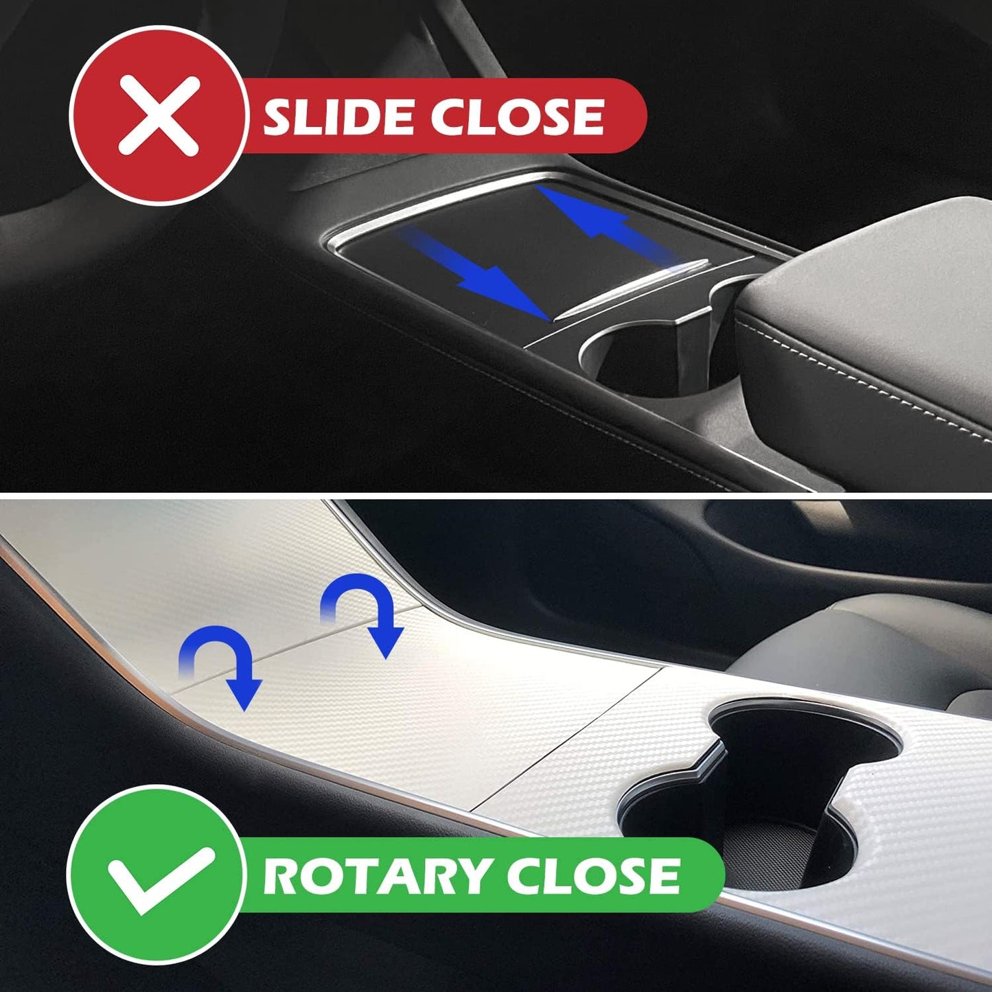 Compatible with Tesla Model 3/Y Accessories Center Console Organizer Tray Fits for Tesla Model 3 2017 2018 2019 2020 /Model Y 2020 （The Cover Closed Rotary Version）