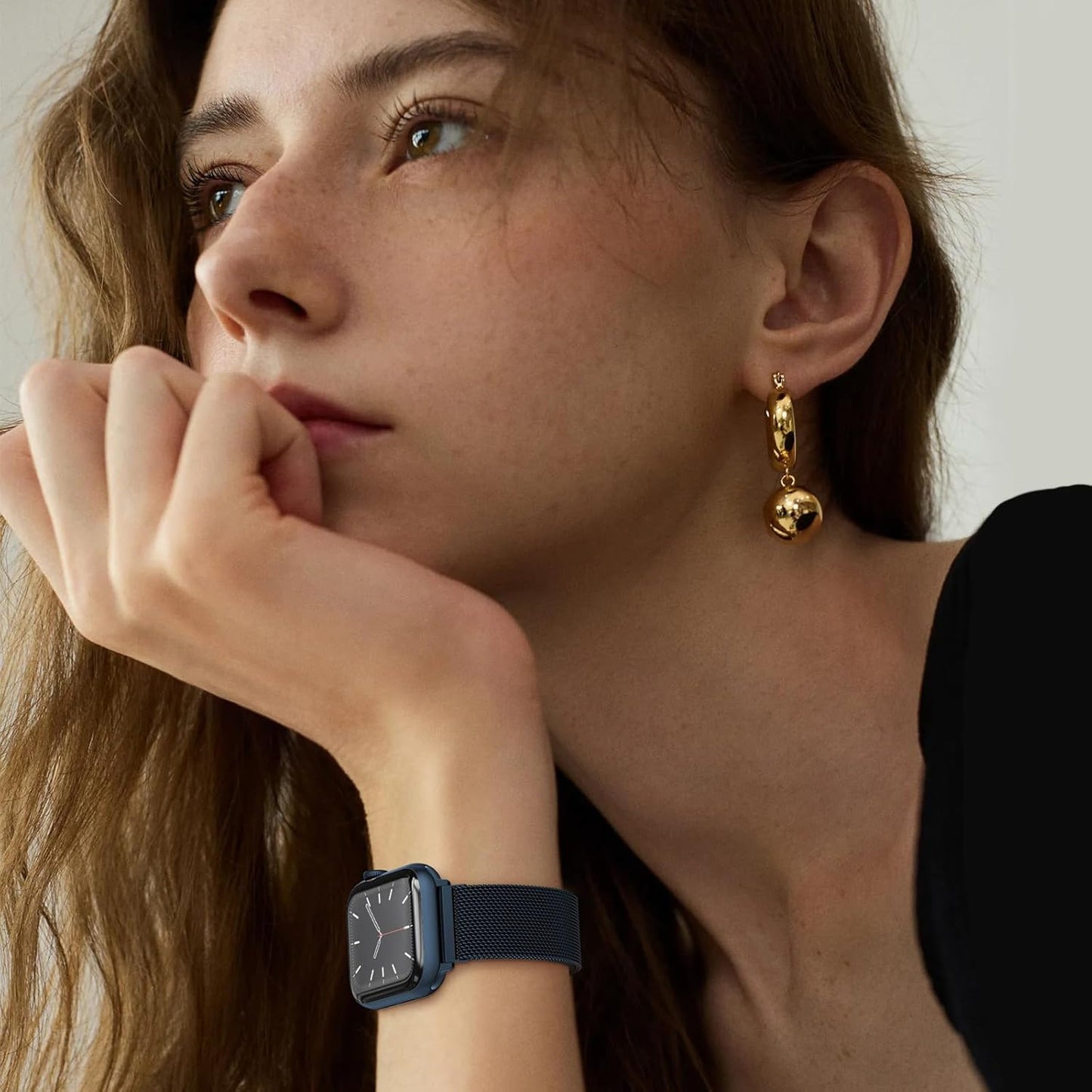Mesh Metal Loop Compatible with Apple Watch Band 40Mm 41Mm 38Mm 44Mm 45Mm 49Mm Series Ultra SE 9 8 7 6 5 4 3 2 1 Women Men, Stainless Steel Strap with Magnetic Clasp for Iwatch Bands