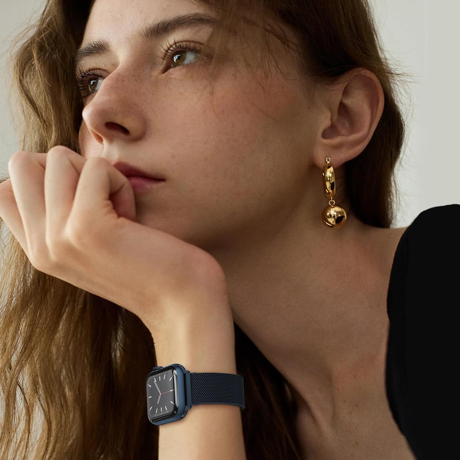Mesh Metal Loop Compatible with Apple Watch Band 40Mm 41Mm 38Mm 44Mm 45Mm 49Mm Series Ultra SE 9 8 7 6 5 4 3 2 1 Women Men, Stainless Steel Strap with Magnetic Clasp for Iwatch Bands
