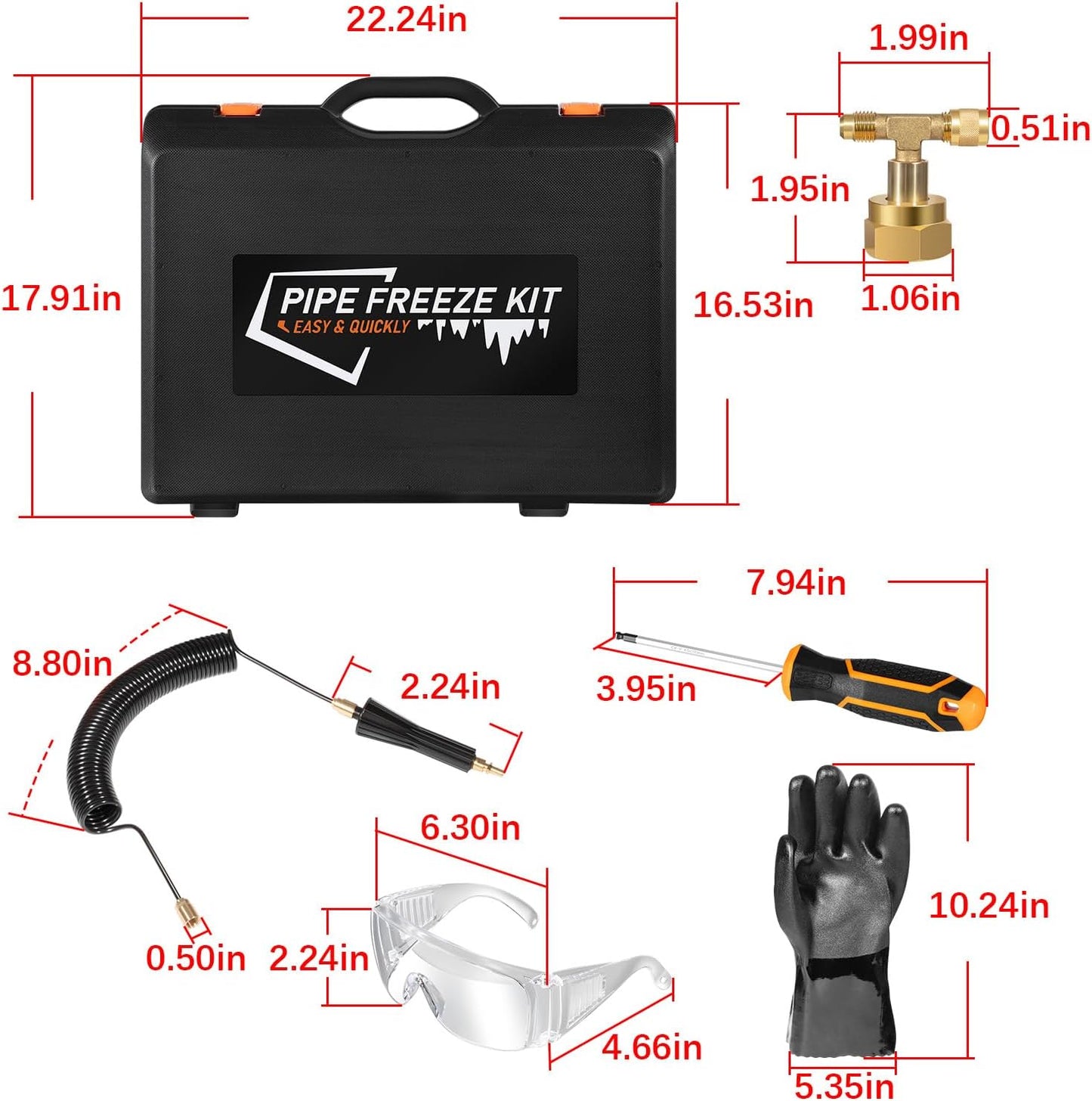 CST2 General Cold-Shot Pipe Freeze Kit - Upgraded CO2 Water Pipe Plumbing Line Freezing Repair Kit from 1/8" to 2" for Copper Steel Aluminum Cast Iron