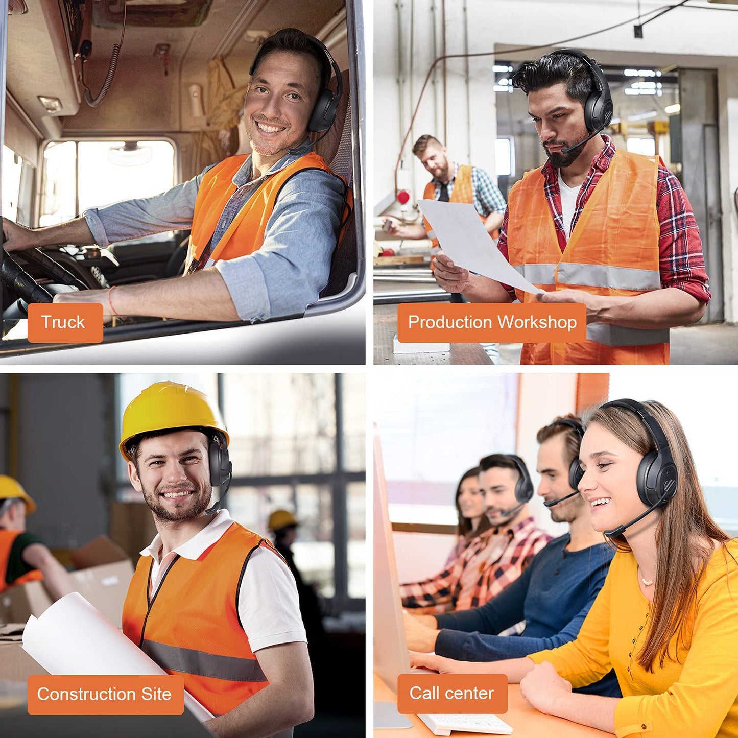 Noise Cancelling Trucker Bluetooth Headset with Microphone Wireless Ai-Powered ENC Headphones, 99Ft Long Range, 30H of Talk Time, All-Day Comfort on Ear Headsets Mute Button