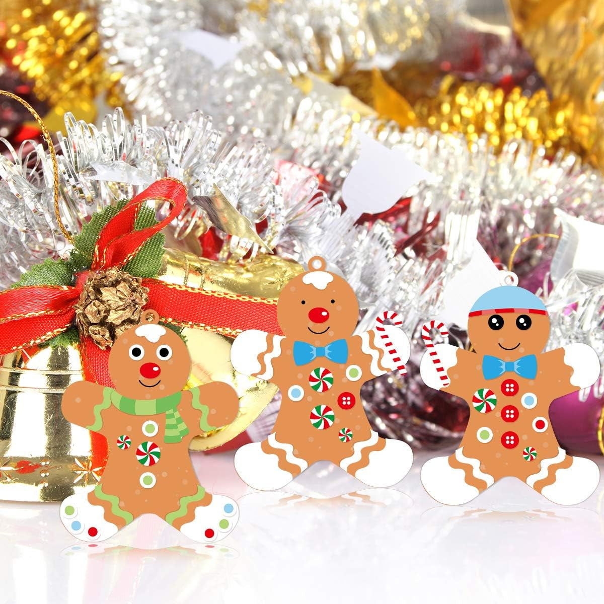 12 Gingerbread Man Craft Kit for Kids DIY Create Your Own Foam Gingerbread Man Ornament Self-Adhesive Sticker Sheets Fun Holiday Gifts