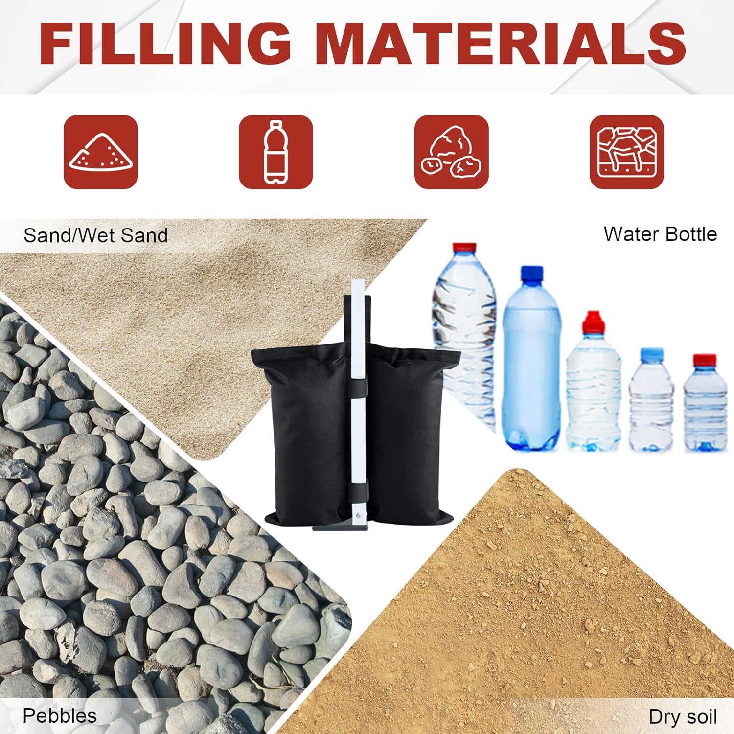 Canopy Weights 120 LBS Gazebo Tent Sand Bags,4Pcs-Pack (Black)