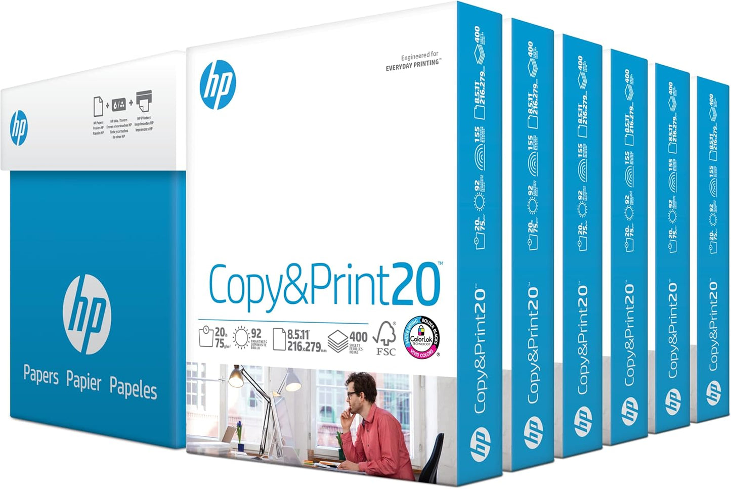 HP Printer Paper | 8.5 X 11 Paper | Copy &Print 20 Lb | 1 Ream Case - 500 Sheets| 92 Bright | Made in USA - FSC Certified | 200060
