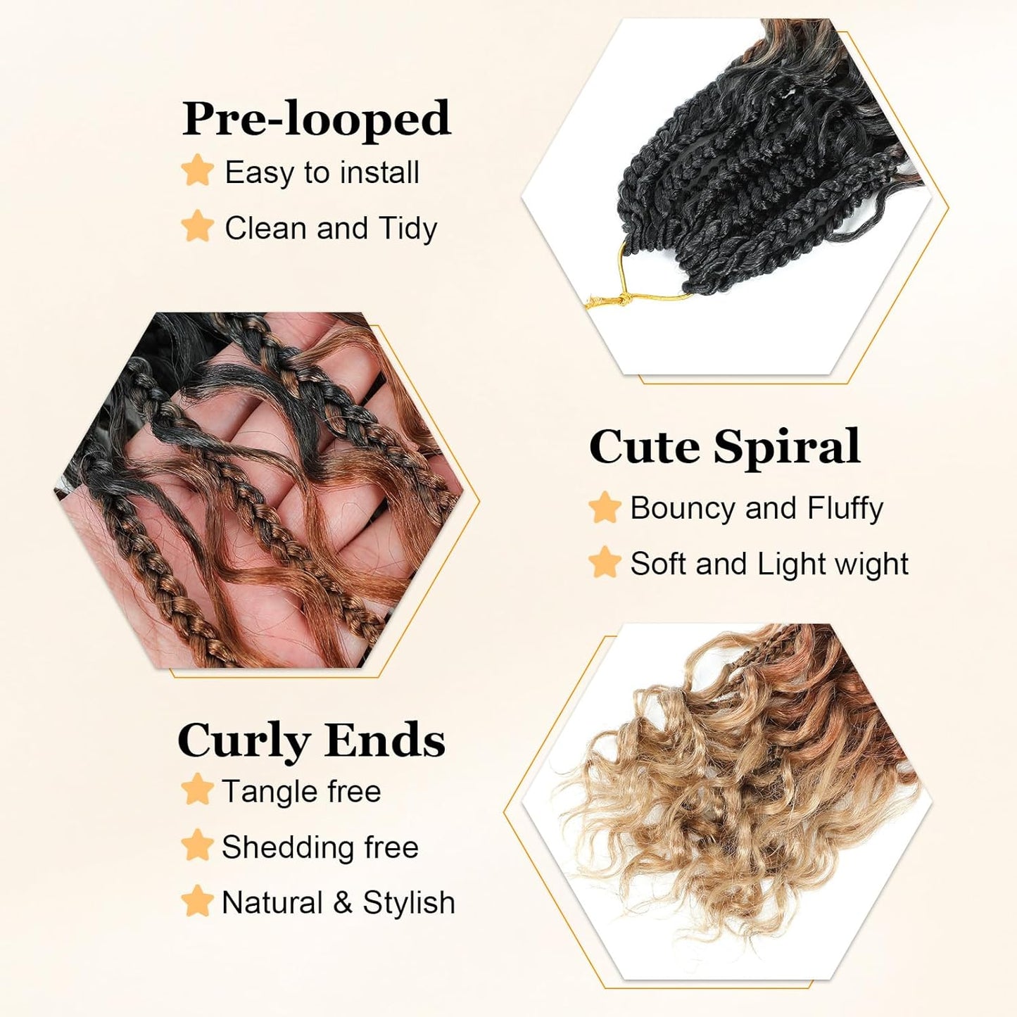 Goddess Box Braids Crochet Hair 10 Inch Boho Crochet Box Braids with Curly Ends,9 Packs Bohomian Box Braids Crochet Hair for Black Women Pre Looped Box Braids Crochet Hair (10Inch,1B/30/27)