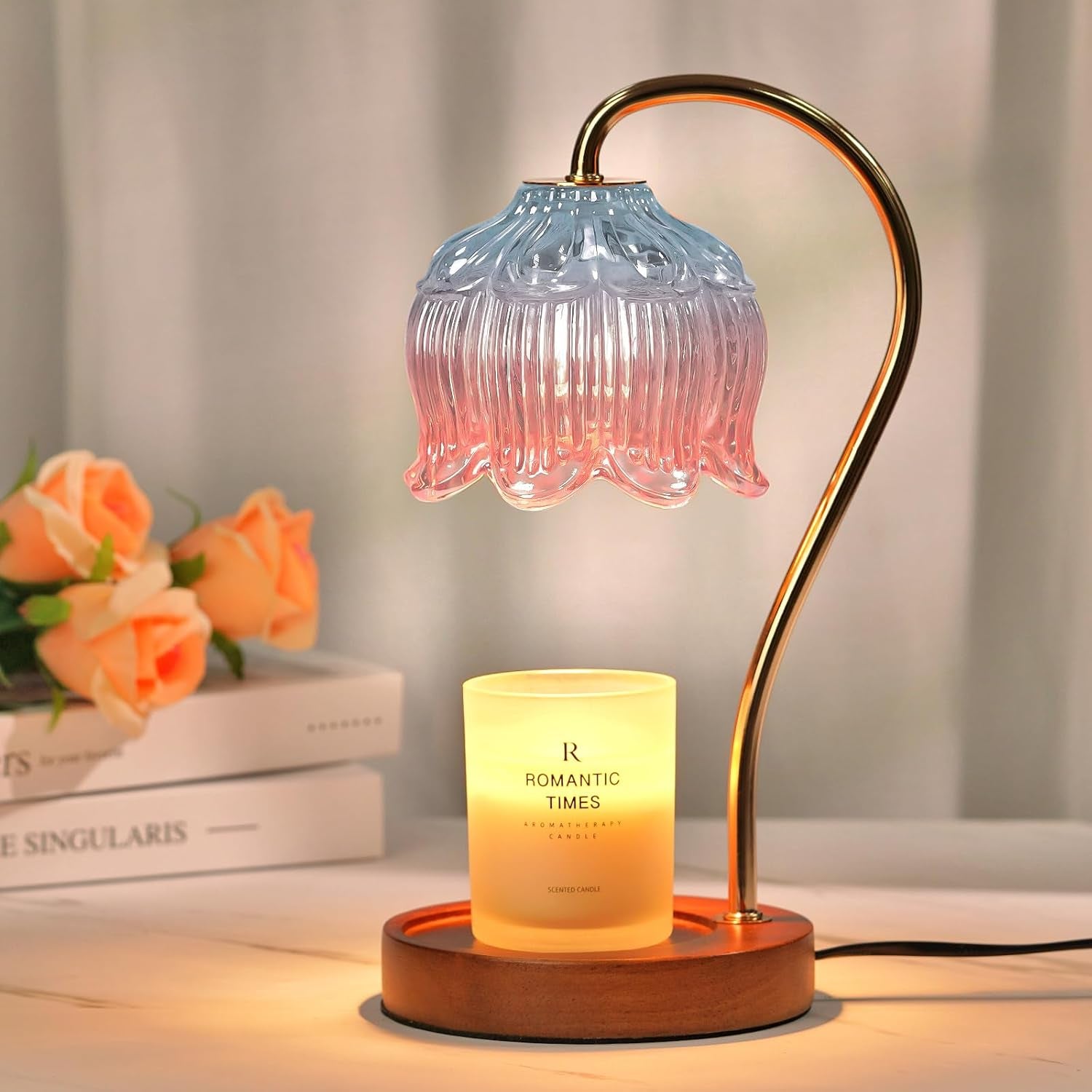 Dimmable Candle Warmer Lamp with Timer, Glass Candle Lamp Warmer for Jar Candle, Xmas Gifts for Mom Unique, 2024 Womens Gifts for Christmas, Home Decor for Bedroom Living Room Decor Aesthetic, Amber