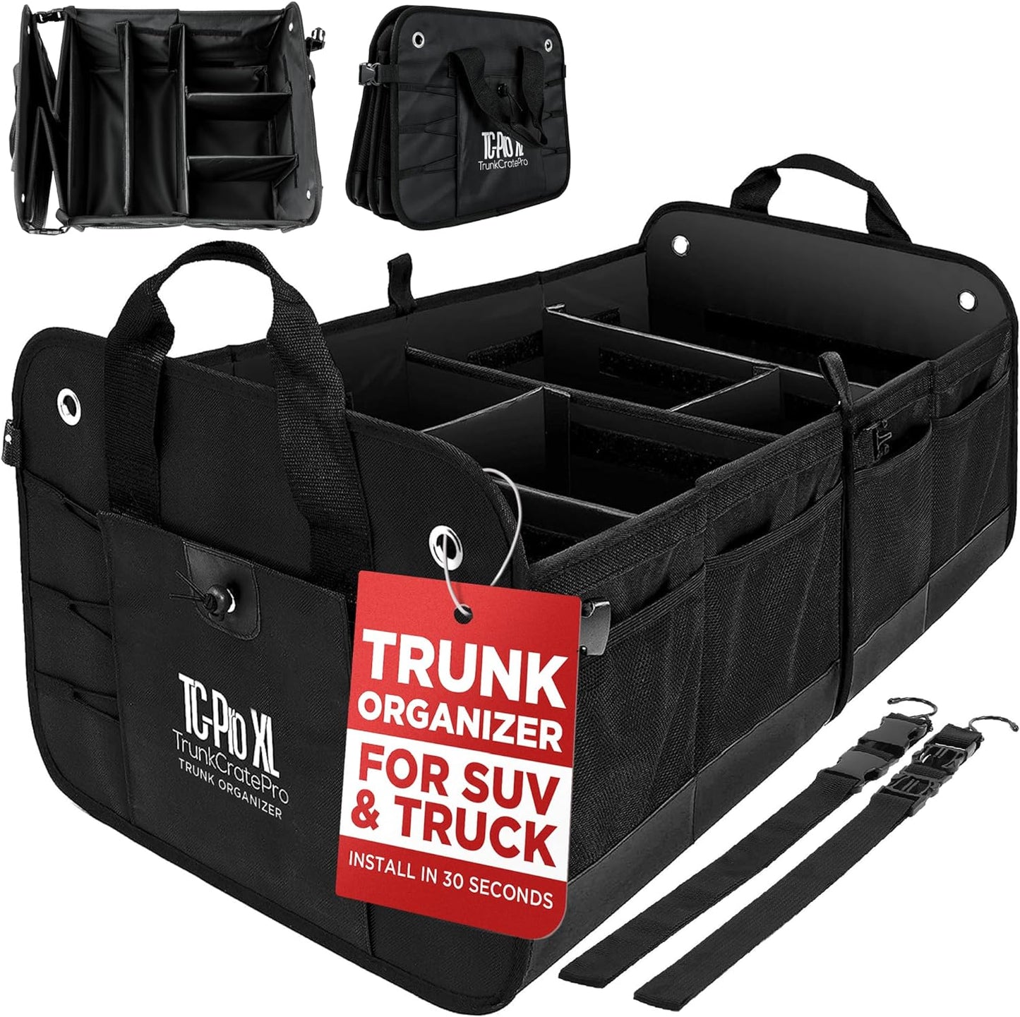 Truck Bed Organizer | Trunk Organizer for SUV, Truck, Car | Extra Large Premium Expandable Compartments Lightweight Foldable Cargo Organizer, | Suv and Truck Organizer for Heavy Loads