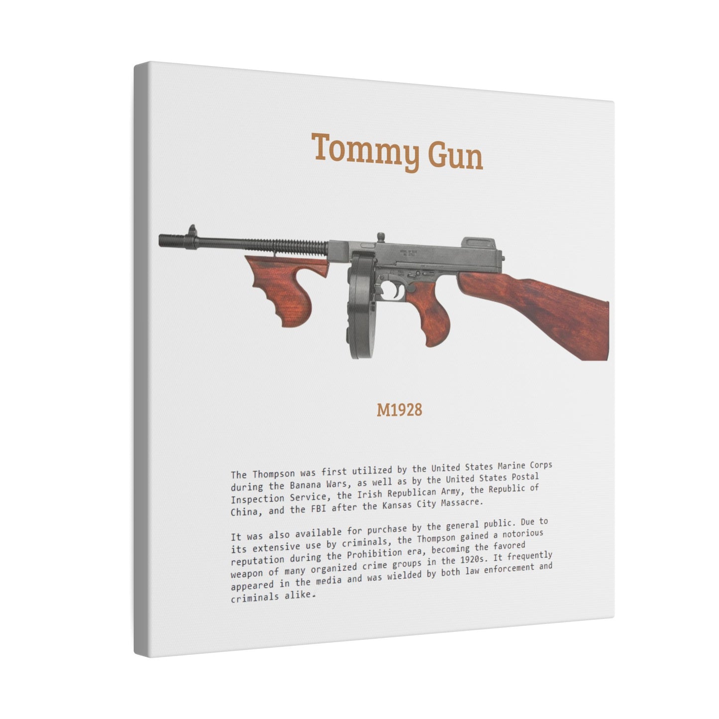 Thompson submachine gun TOMMY GUN M1928 Matte Canvas, Stretched, 0.75" (Multi-Size)