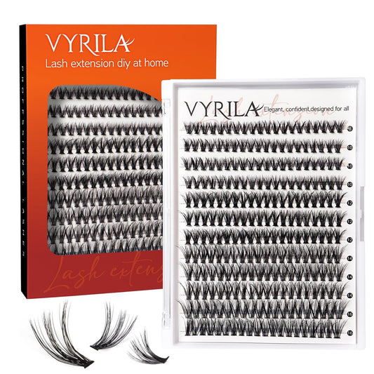 Lash Cluster 240Pcs Individual Lashes,8-16Mm Diy Lash Extension,D Curl Lash Clusters Wispy,3D Natural Lash Clusters Look like Eyelash Extension DIY at Home (Orange 40P-D-8-16Mix)