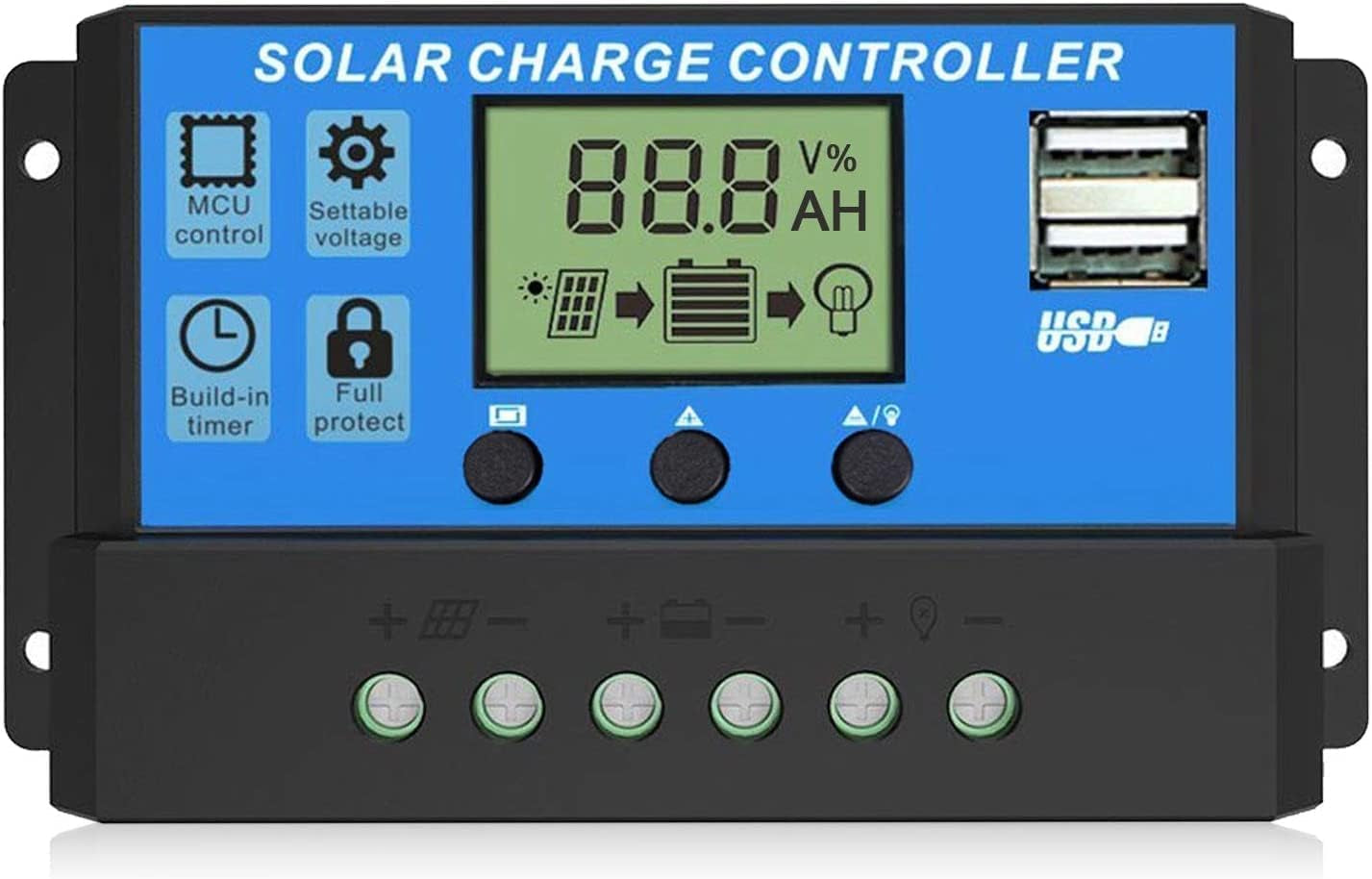 Solar Panel Kit 100W 12V Monocrystalline,Battery Maintainer +10A Solar Charge Controller + Extension Cable with Battery Clips O-Ring Terminal for RV Marine Boat off Grid System