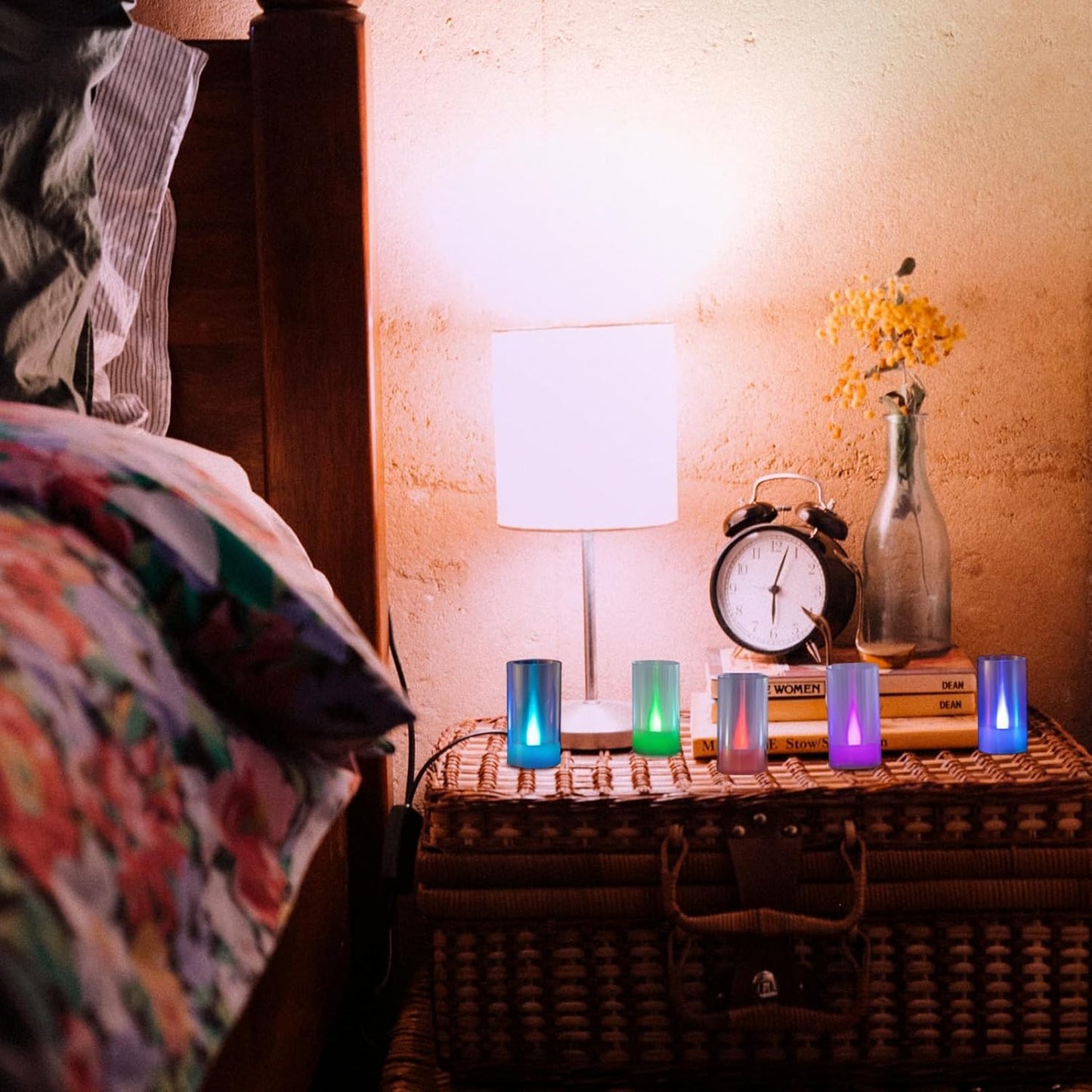 Flameless Candles, Battery Operated LED Pillar Candles, D1.5 X H3 Inch, 7 Color Changing Long Flame-Effect, Romantic Electronic Fake Votive Candles, Set of 12 (Color Changing)