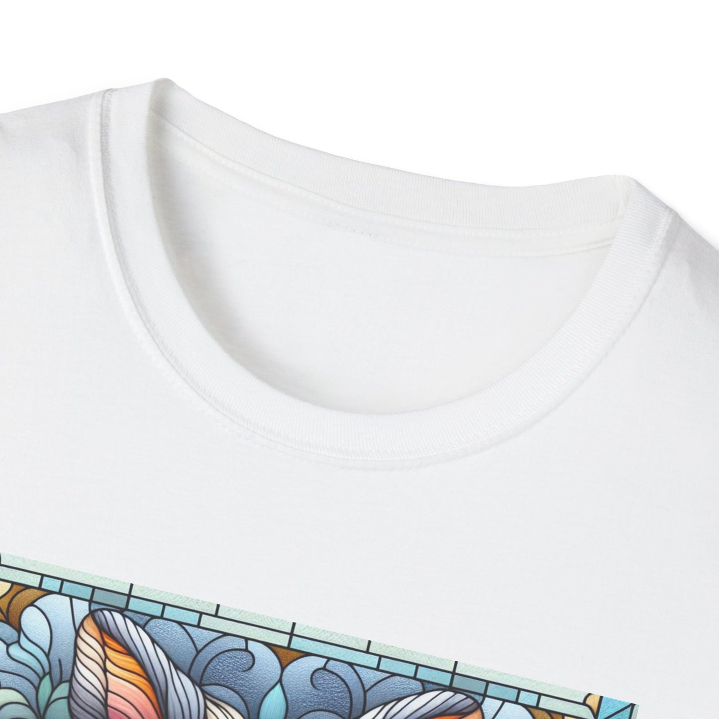 Angora Rabbit Animal Stained Glass Design Unisex Softstyle T-Shirt