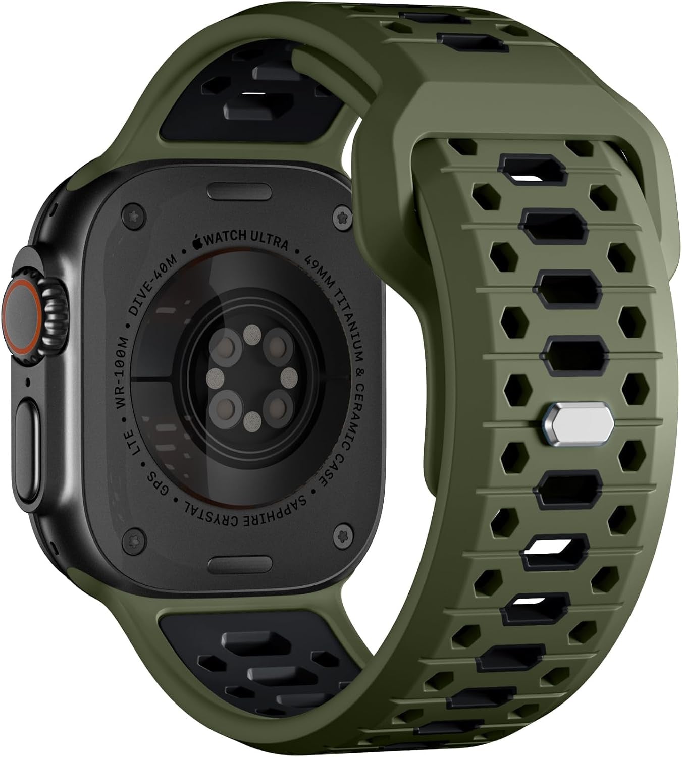 26MM Sport Band Compatible with Apple Watch Ultra 2 & Ultra Band 49Mm 46Mm 45Mm 44Mm 42Mm Men, Honeycomb Breathable Silicone Waterproof Strap for Iwatch Apple Watch Series 10 9 8 7 6 5 4 3 SE
