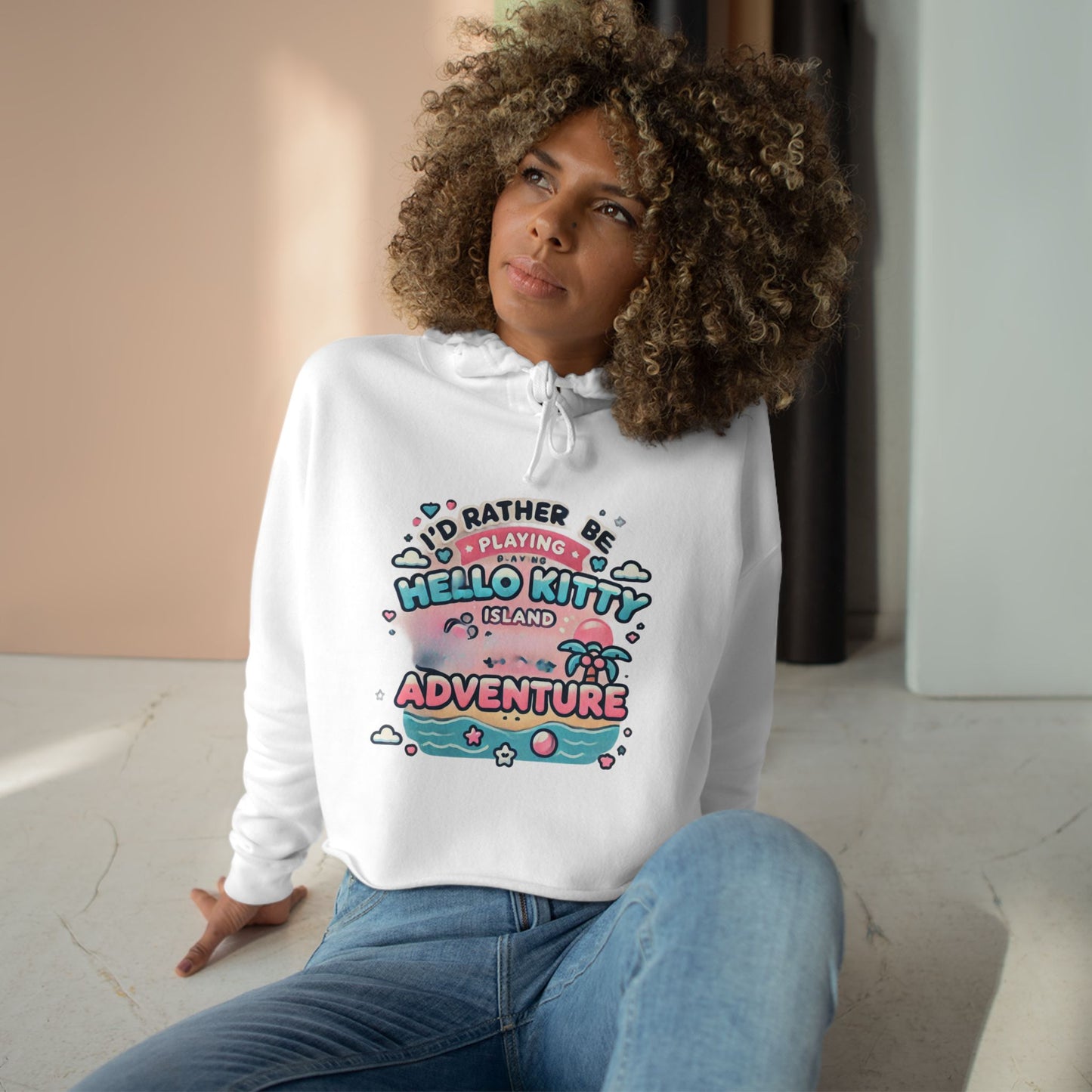 I’d rather be playing Hello Kitty island adventure Crop Hoodie