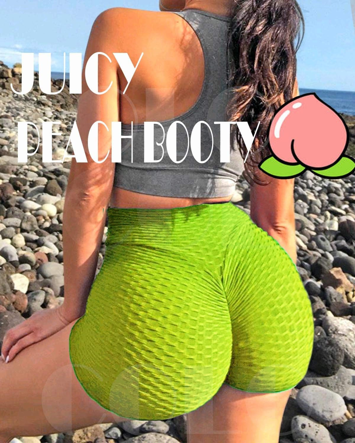 Booty Shorts Naughty Scrunch Butt Lifting Leggings Workout High Waisted Textured Bottom