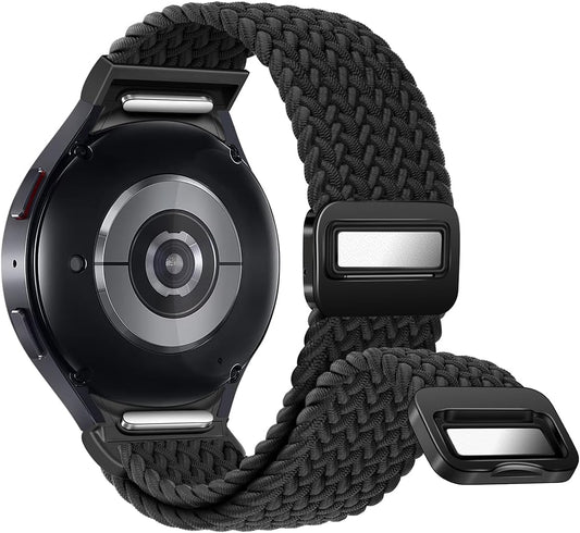 One Click No Gap Magnetic Braided Bands Compatible with Samsung Galaxy Watch 7 6 4 5 FE Band 40Mm 44Mm/Watch 6 4 Classic 47Mm 43Mm 42Mm 46Mm/Watch 5 Pro 45Mm, 20Mm Elastic Nylon Sport Strap Men Women