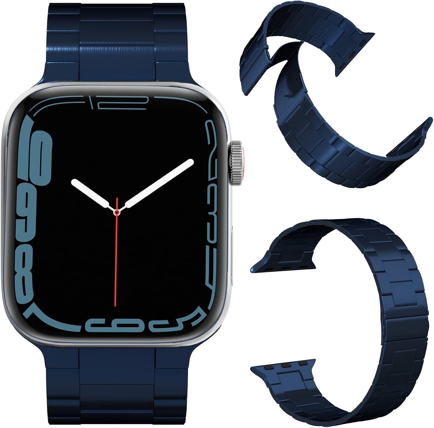 Compatible for Apple Watch Band 41Mm 38Mm 40Mm Strap Stainless Steel Metal for Women/Men Ultra- Thin Ajustable Band Strap for Apple Watch Series 9 8 7 6 5 4 3 2 1 SE2 SE Blue