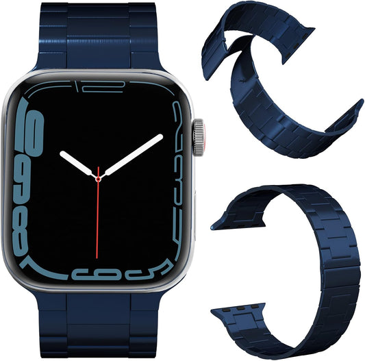 Compatible for Apple Watch Band 41Mm 38Mm 40Mm Strap Stainless Steel Metal for Women/Men Ultra- Thin Ajustable Band Strap for Apple Watch Series 9 8 7 6 5 4 3 2 1 SE2 SE Blue