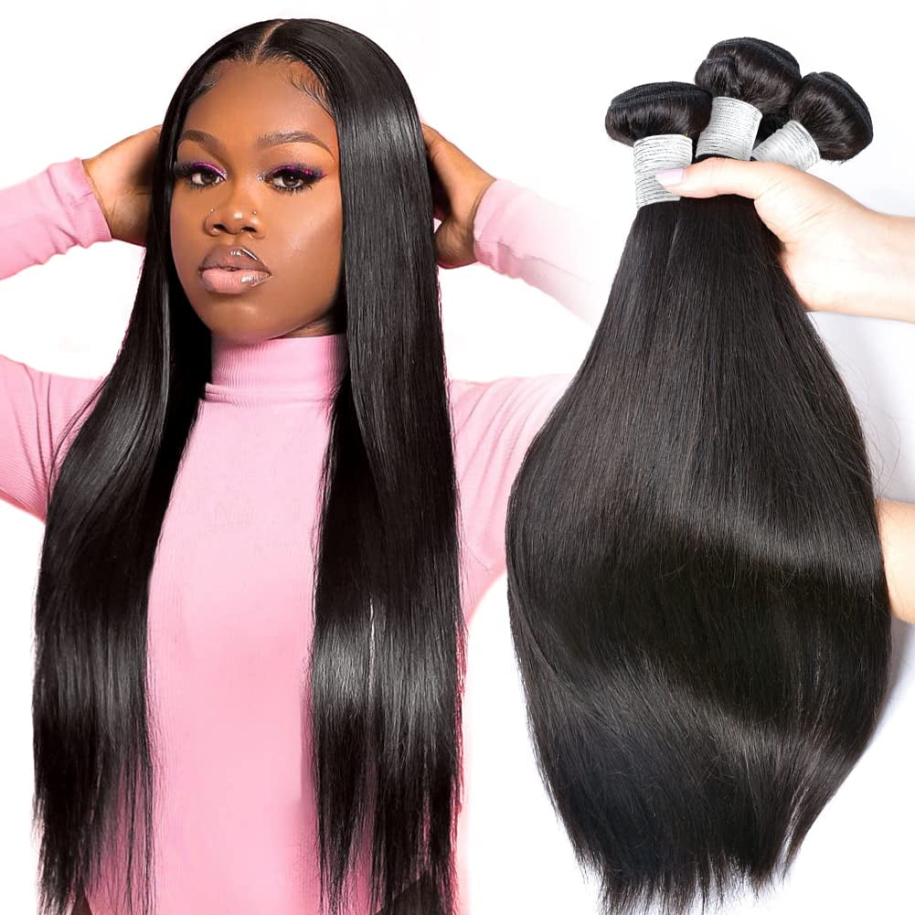 10A Straight Human Hair 3 Bundles 18 20 22Inches Brazilian Virgin Unprocessed Straight Hair Weave Bundles Natural Color