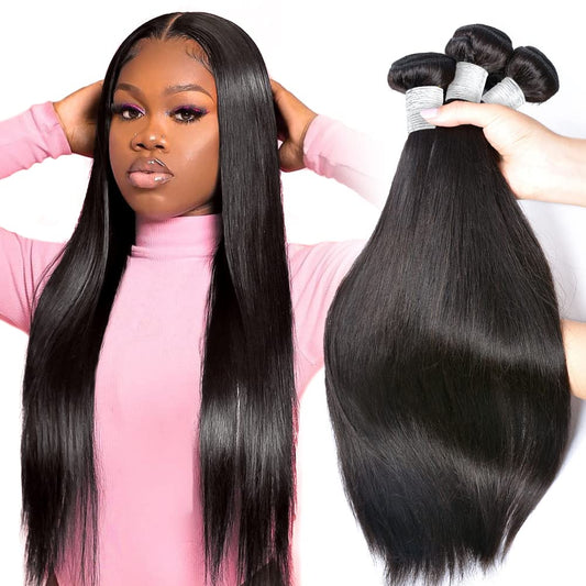10A Straight Human Hair 3 Bundles 18 20 22Inches Brazilian Virgin Unprocessed Straight Hair Weave Bundles Natural Color