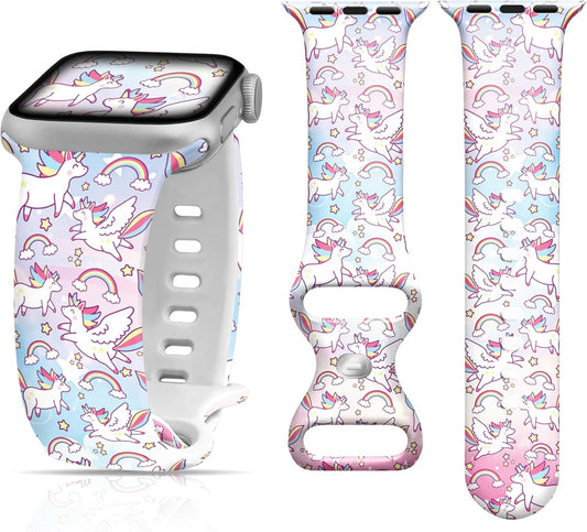 Kids Watch Band Compatible Apple Watch Bands for Kids, Iwatch Bands Compatible for Apple Watch Band for Kids, Cute Design Iwatch Bands for Kids Soft Silicone Watch Bands for Boys Girls
