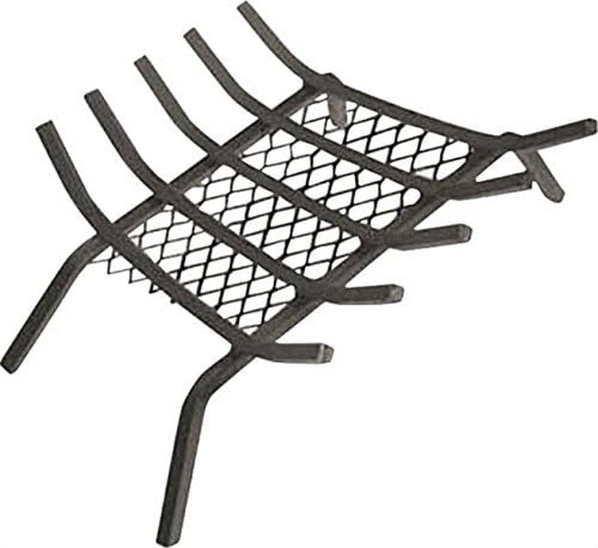 Large 27-Inch Fireplace Grate with Ember Retainer - 1/2” Heavy Duty Cast Iron - Heat Treated for Hottest Fires - Retainer for Cleaner More Efficient Fire - Heavy Duty Welds