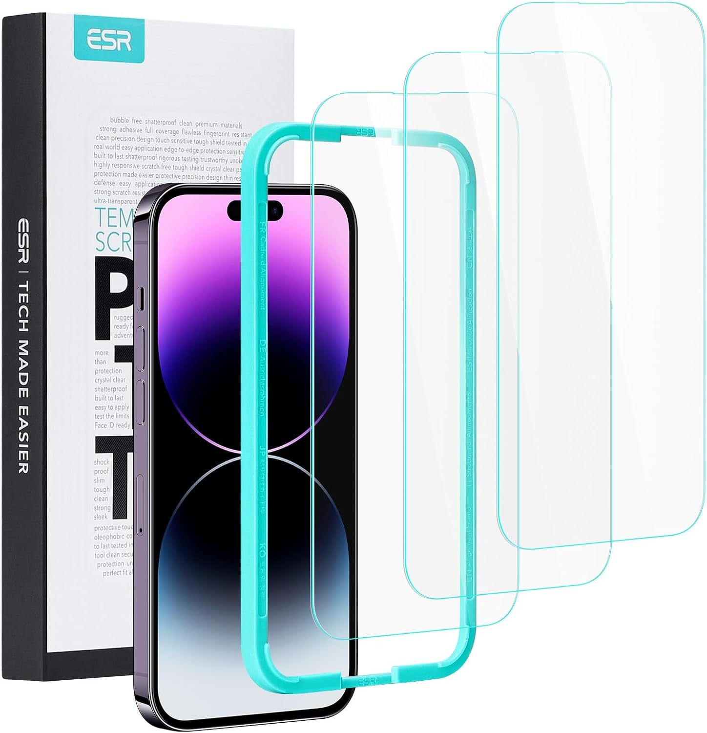 3 Pack for Iphone 16E/ Iphone SE 4/ Iphone 14/ Iphone 13/ Iphone 13 Pro Screen Protector, [9H Hardness] [Military Grade Shatterproof] Tempered Glass Film with Easy Installation Tool