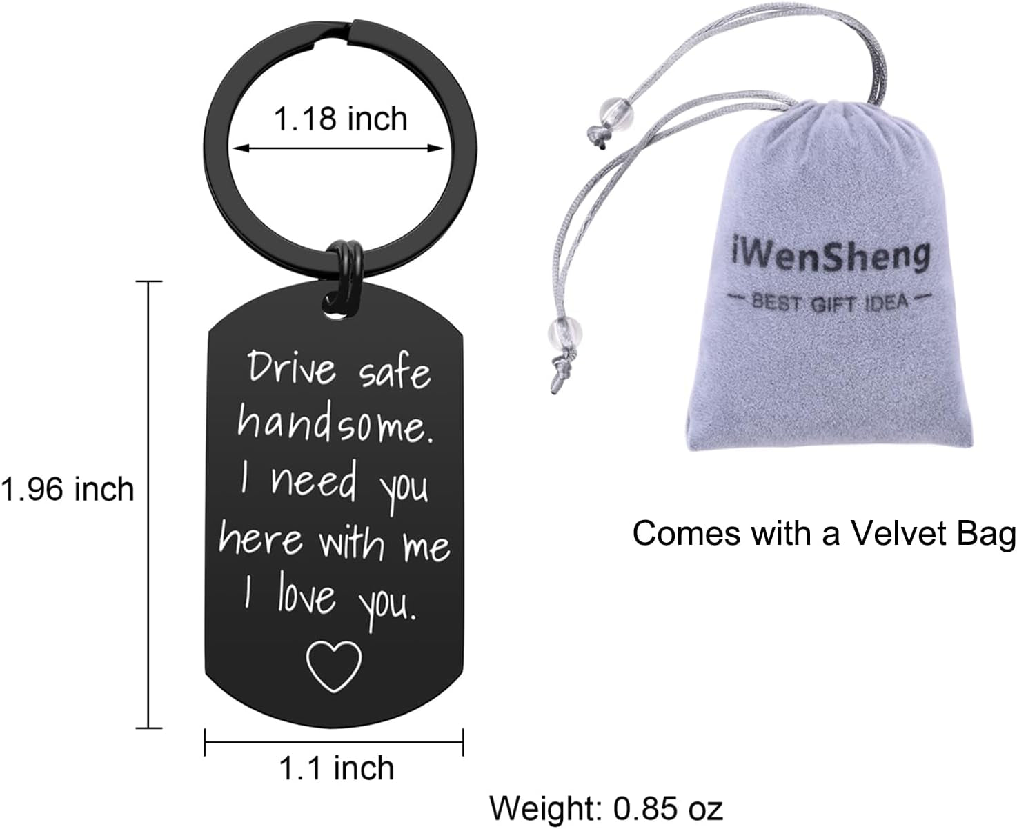 Drive Safe Keychain for Boyfriend - Drive Safe Handsome I Need You Here with Me Keyring Birthday Valentine’S Day Gifts for Him Boyfriend Husband Gifts