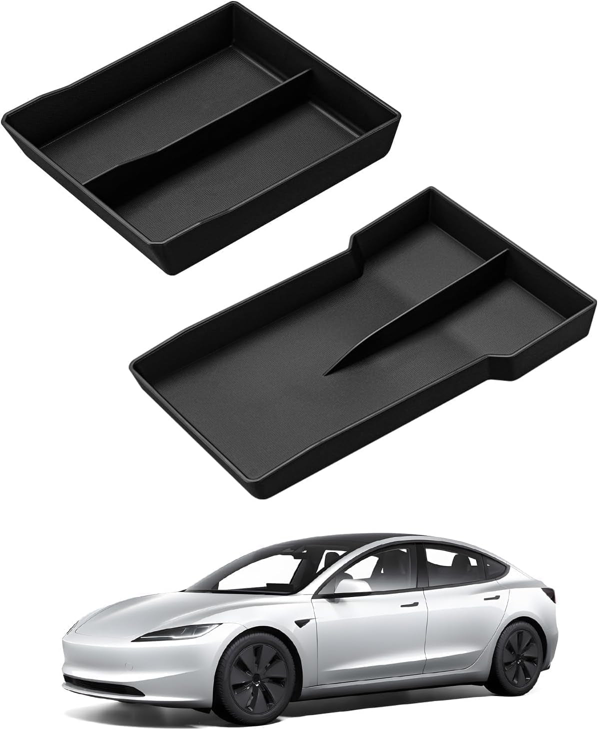 Upgraded Tesla Model S Model X Lower Center Console Organizer Tray, Bottom Console Pad Armrest Storage Box Fit Model S Model S Plaid Model X Model X Plaid Interior Accessories 2022-2025