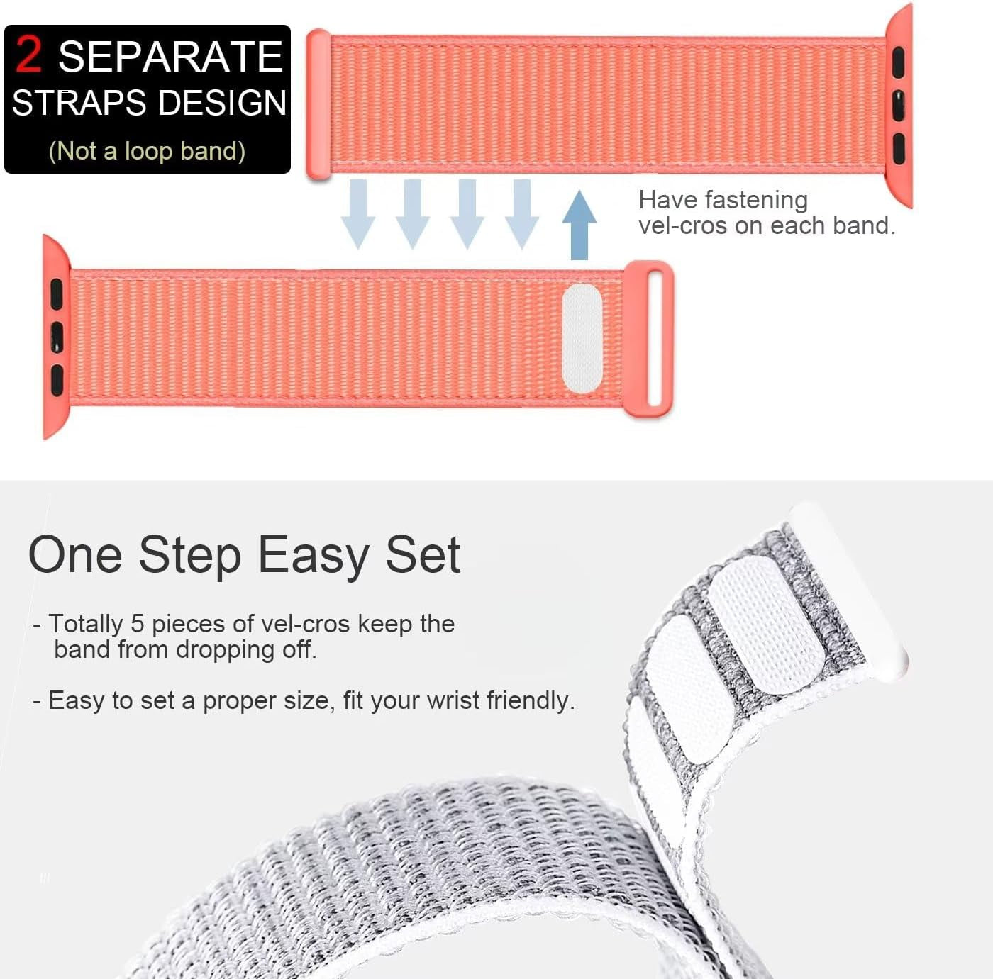 Compatible with Apple Watch Band 49MM 45MM 44MM 42MM 41MM 40MM 38MM, Women Men Sport Nylon Loop Strap for Iwatch Series Ultra 8 7 6 5 4 3 2 1 SE (38/40/41Mm,Apricot)