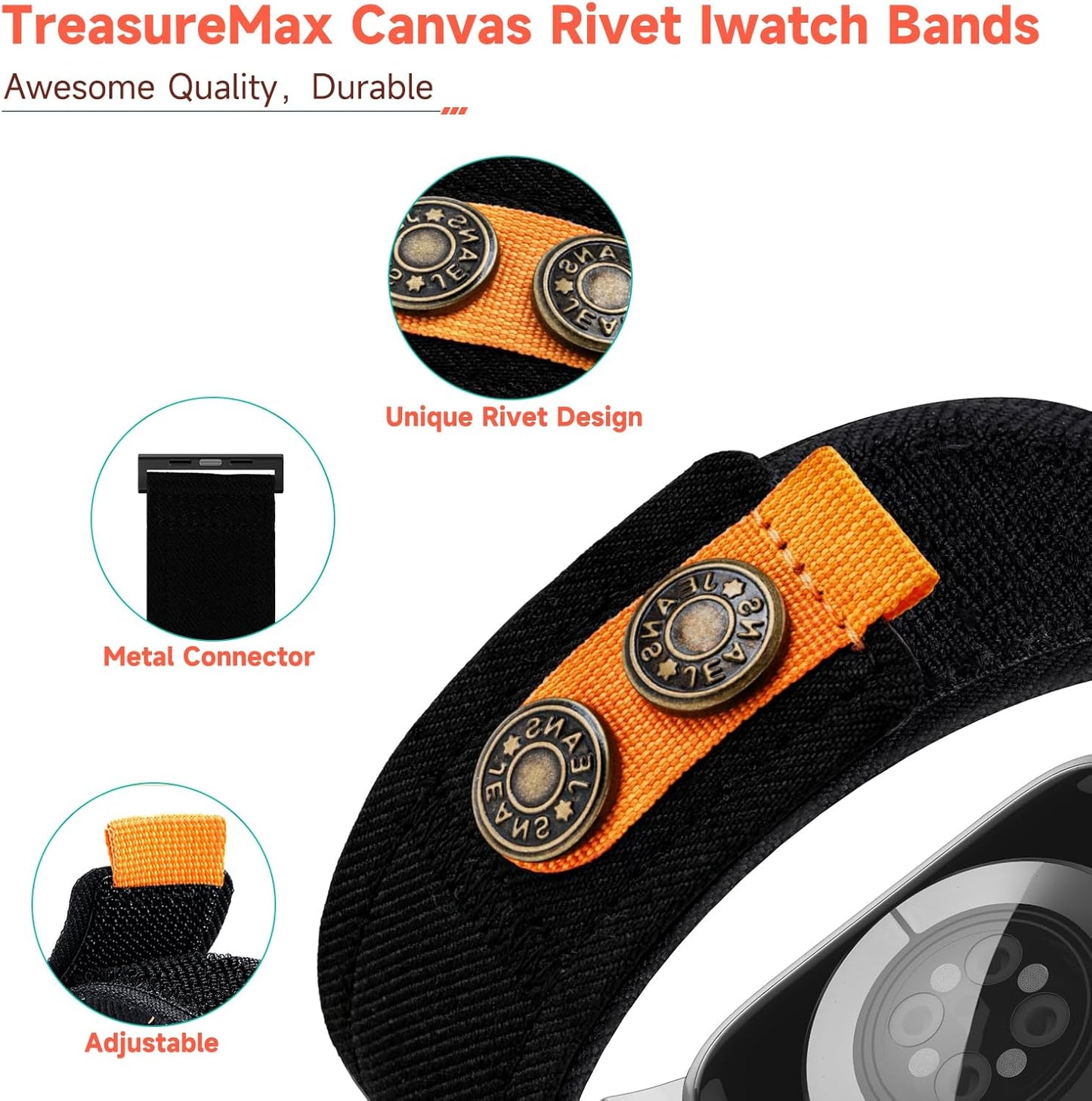 Canvas Fabric Sport Band Rivet Compatible with Apple Watch Ultra 38/40/41/42/44/45/49Mm Men Strap for Iwatch 8 SE 7 6 5 4 3 2