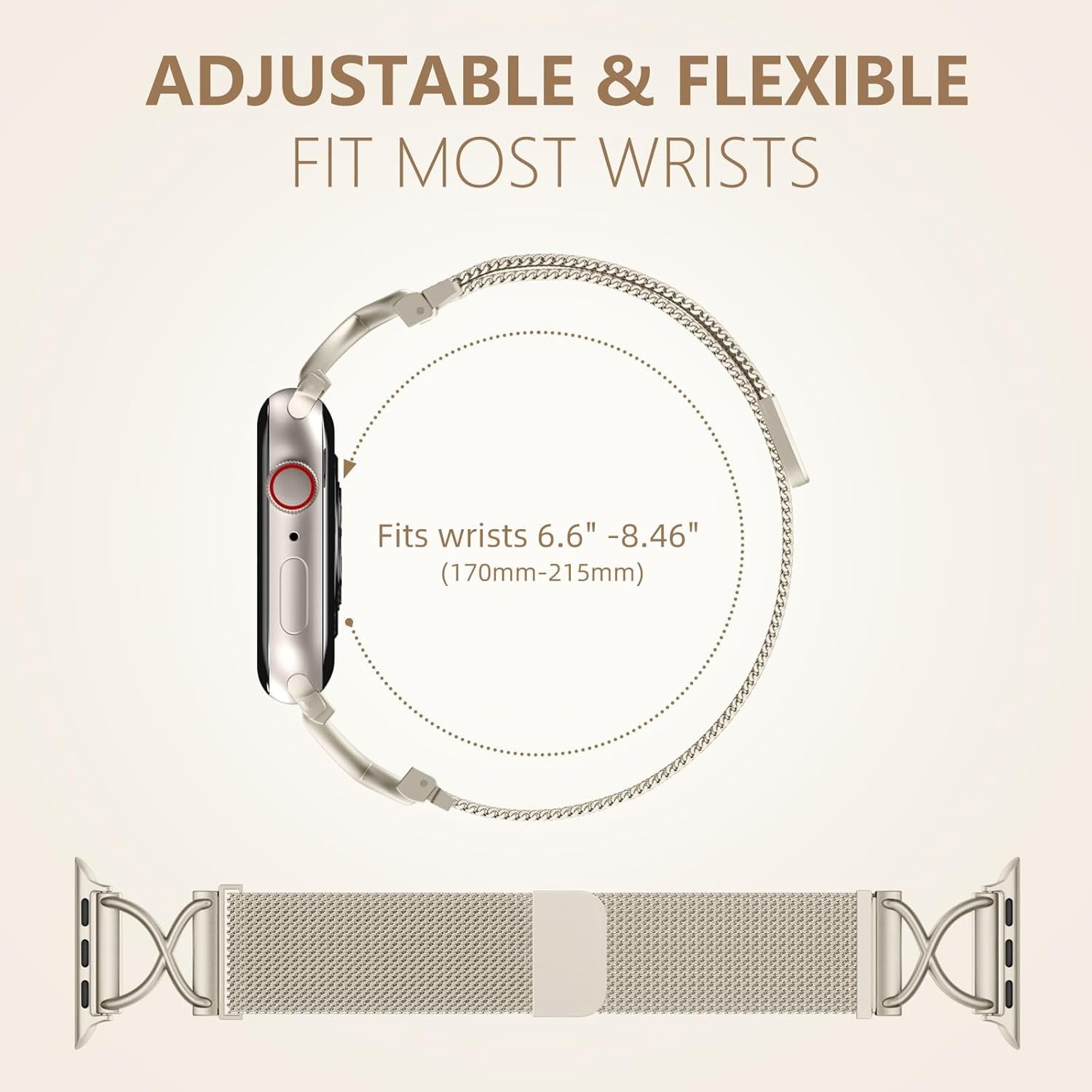 Metal Band Compatible for Apple Watch Bands for Women 40Mm 41Mm 38Mm 44Mm 45Mm 42Mm 49Mm, Mesh Magnetic Strap with X-Shape Stainless Steel Clasp for Iwatch Ultra 2, Series 9/8/7/6/5/4/3/2/1/SE