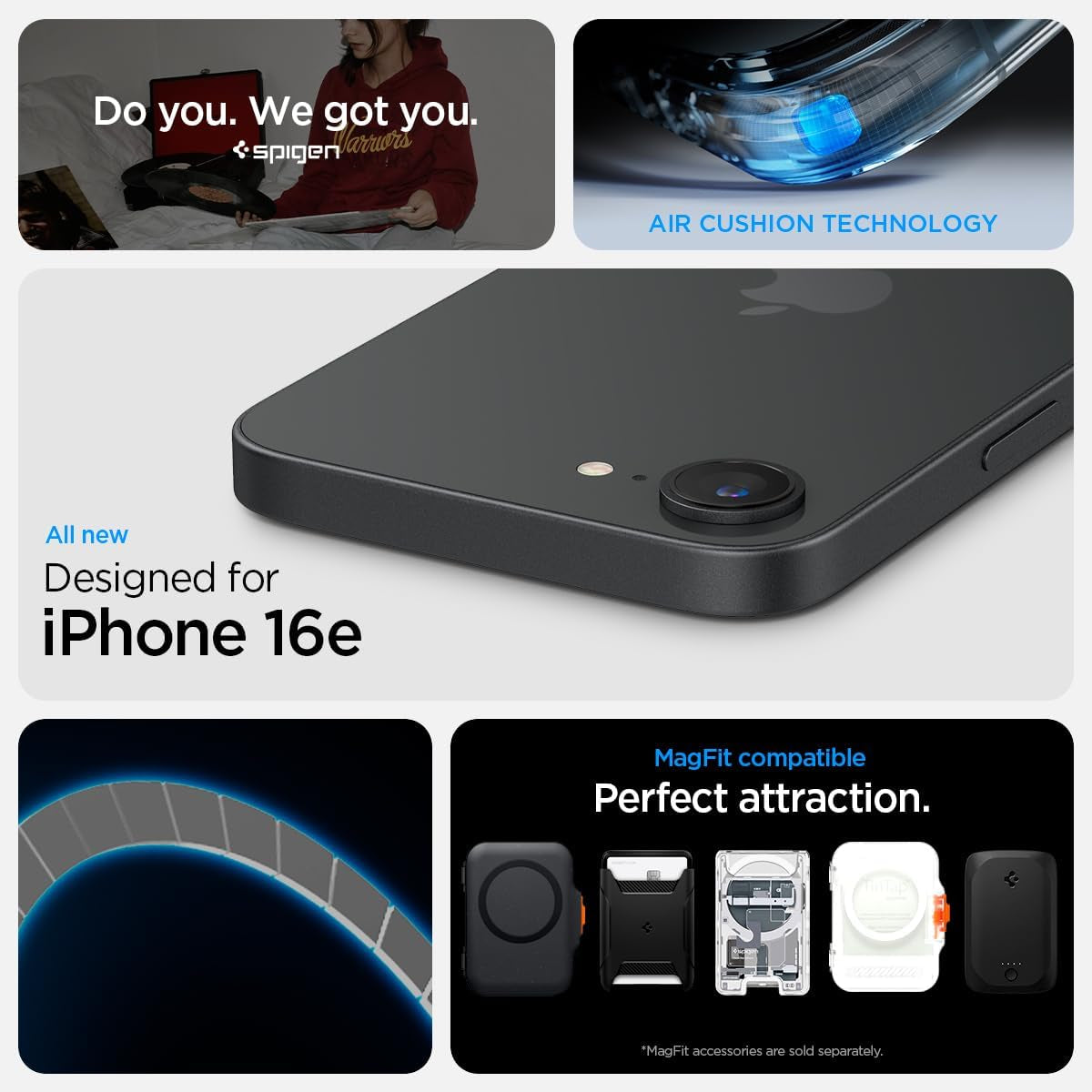 for Iphone 16E Case, Ultra Hybrid Magfit [Compatible with Magsafe Accessories] [Anti-Yellowing] [Military-Grade Protection] - Classic Black