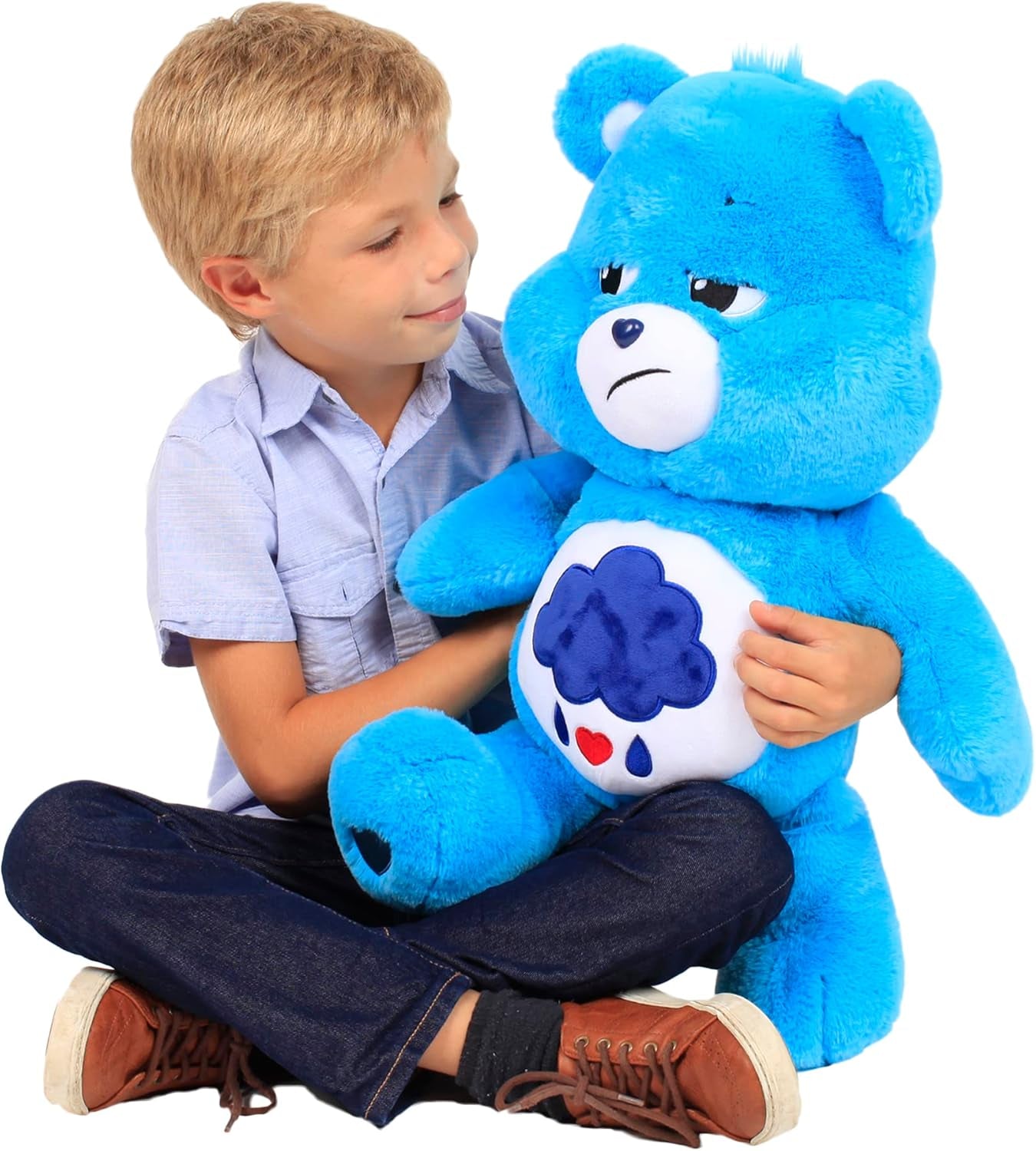 Care Bears 60Cm Jumbo Plush - Grumpy, Collectible Cute Soft Toy, Cuddly Toy for Boys and Girls, Large Teddy Plushy for Children Ages 4 5 6 7 +, Blue UK