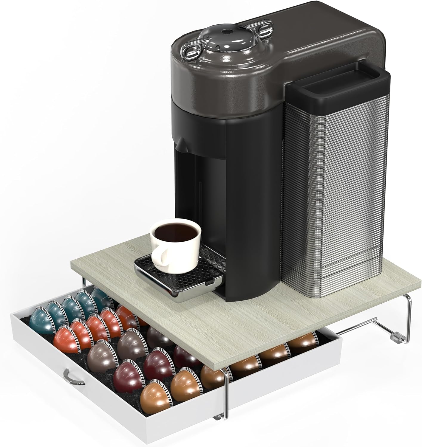 Decobrothers Supreme Vertuoline Drawer, Holds with 30 Big or 60 Small Vertuoline Pods, Maple